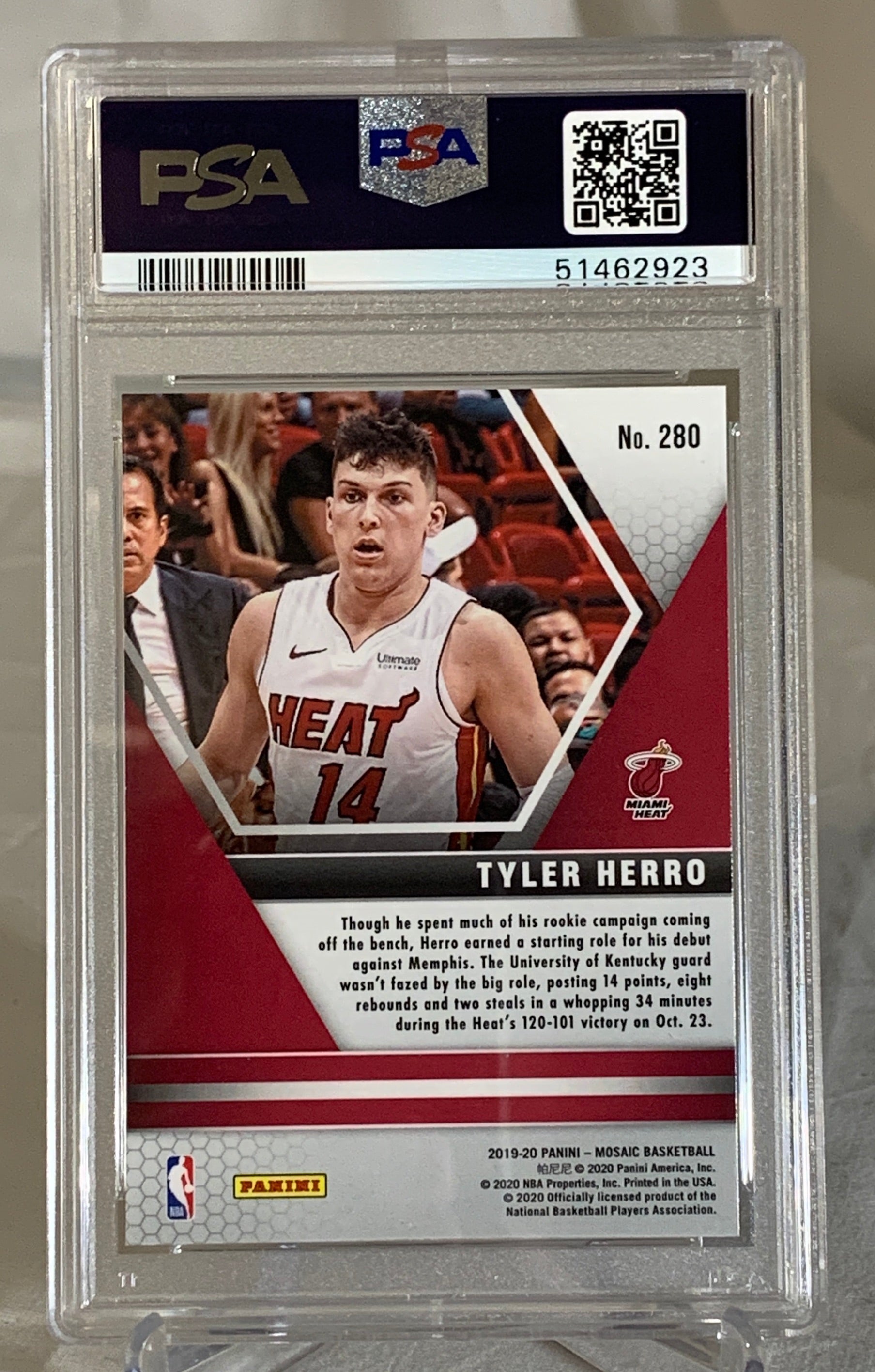2019-20 Panini Mosaic Tyler Herro Rookie Card #280 - Miami Heat NBA Basketball - PSA 9 Mint Condition #51462923 - Perfect for Collectors, Sports Memorabilia & Investment