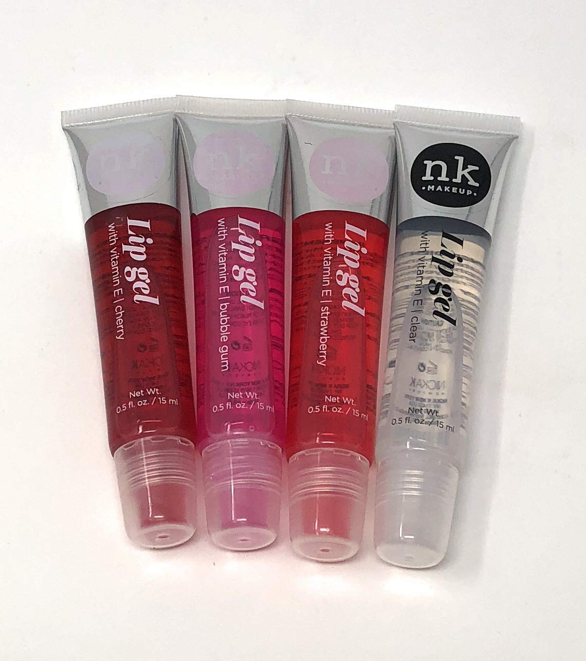 Nicka K Lip Gel 4 Pack - Clear, Strawberry, Cherry, Bubble Gum Flavors | Hydrating & Plumping Lip Gloss for Daily Wear & Special Occasions