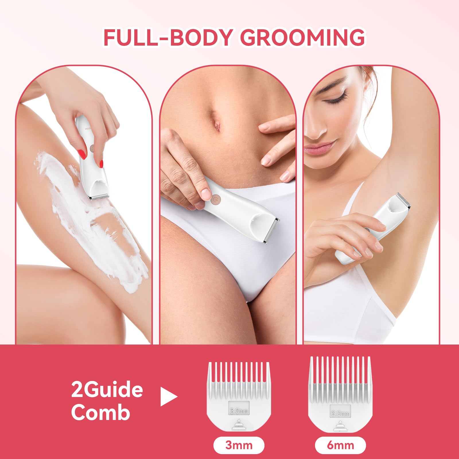 Maxgroom Electric Bikini Trimmer for Women - Wet/Dry Pubic Hair Shaver with Ceramic Blades for Intimate Grooming, DIY Styling & Women's Hygiene - Perfect for Travel, Gym & At-Home Use