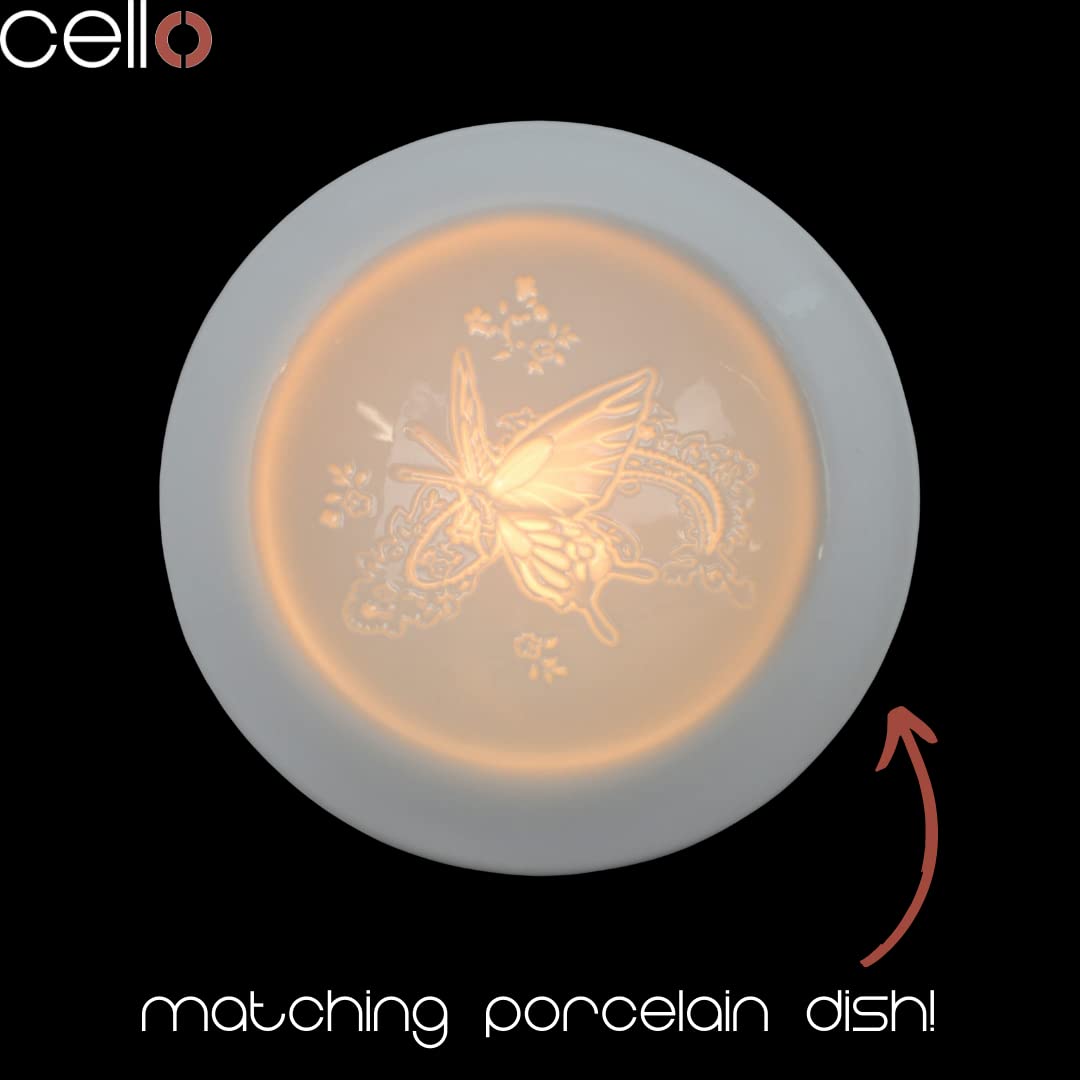 Electric Wax Warmer with Porcelain Cello Design & Silk Wings - Perfect for Aromatherapy, Home Decor, and Relaxation Spaces