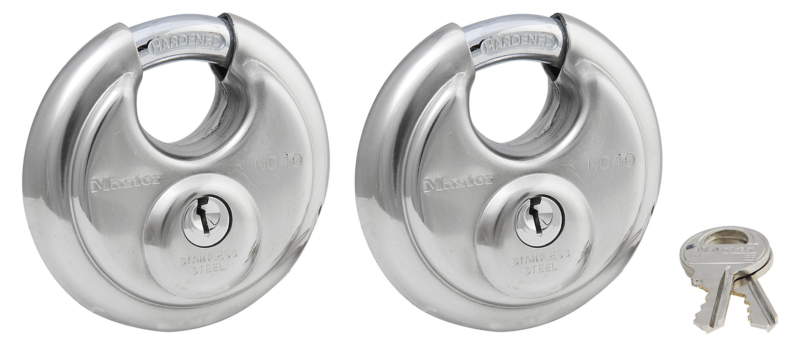 Master Lock 40DPF Heavy Duty Stainless Steel Discus Padlock - Secure Outdoor Storage, Lockers & Gates
