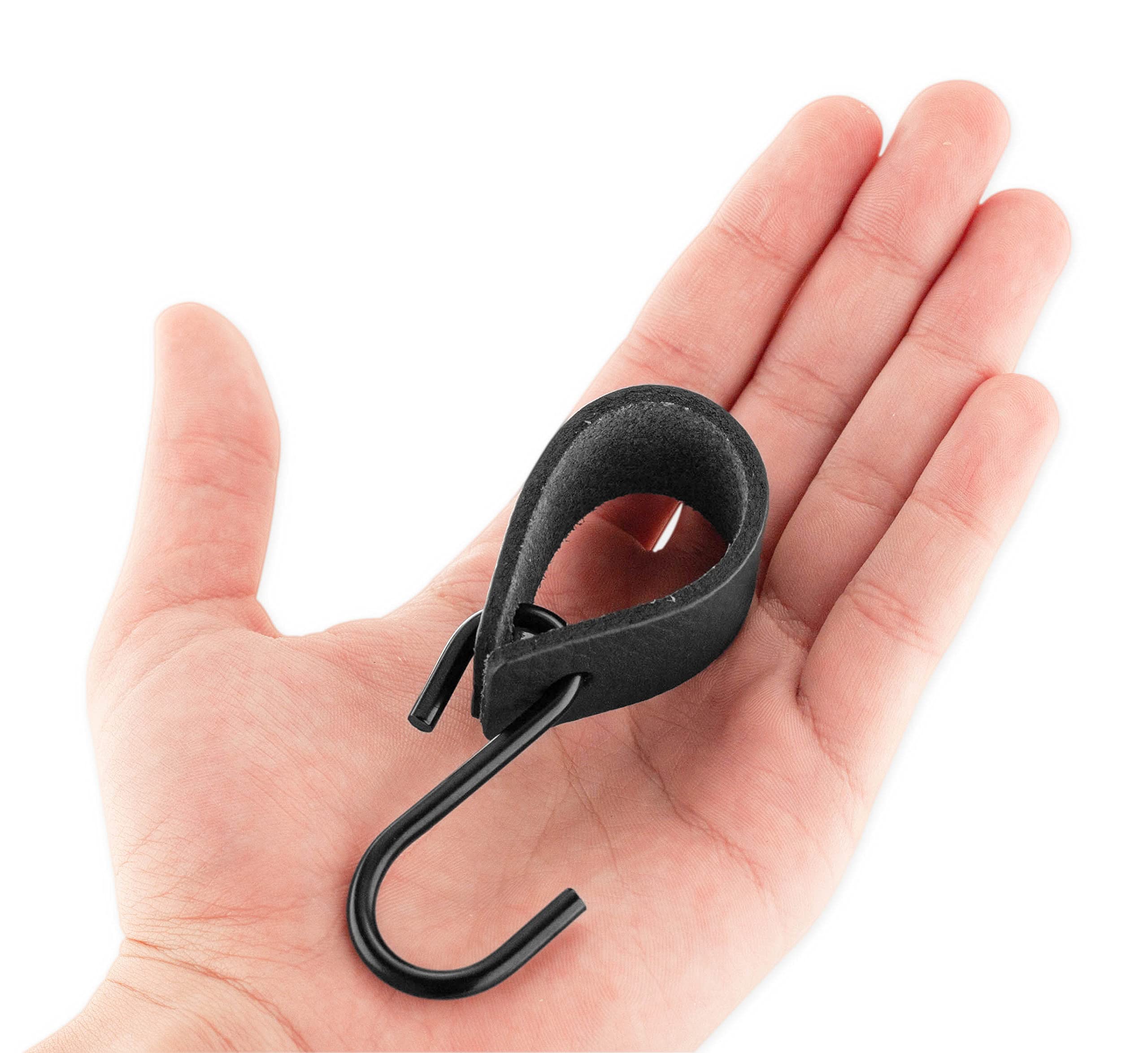 Brute Strength Multifunctional Leather S-Hooks (6-Pack) - Heavy Duty Anthracite Black Coat & Kitchen Hooks for Hanging Coats, Bags, Towels & Utensils - Durable S-Shaped Leather Hooks for Home & Office Organization