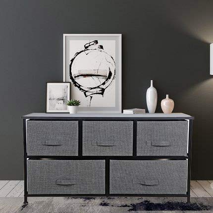 HomGarden Extra Wide Dresser with 6 Drawers, Fabric Storage Tower Organizer Unit with Easy Pull Handle - Perfect for Bedroom, Hallway, Entryway & Closet Organization (Beige, 36