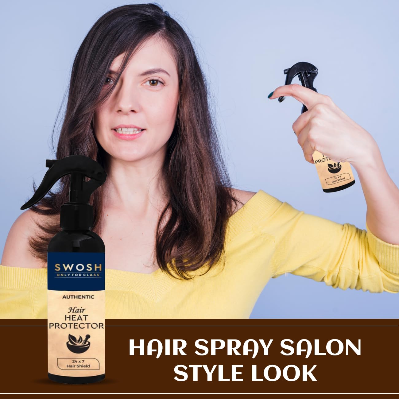 SWOSH Heat Protection Spray for Hair - 200ml with Argan Oil & Keratin | Sulfate Free, Paraben Free Hair Styling Mist | Protects Against Heat Damage & Reduces Frizz | Perfect for Blow Drying, Straightening & Curling
