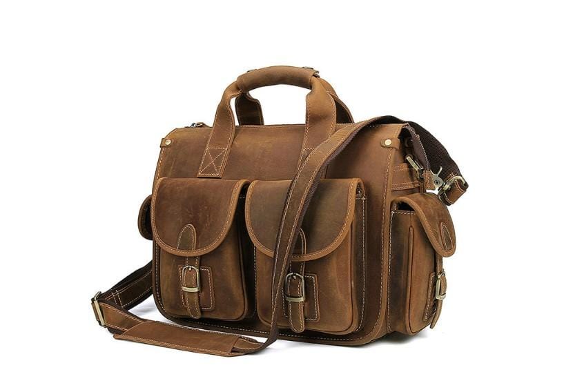 13 Inch Rustic Brown Genuine Leather Laptop Bag for Women - Stylish & Durable Work Bag for Office, Business Travel & College