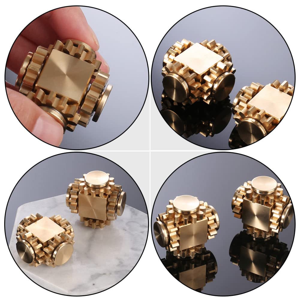 Balacoo Brass Fingertip Gyro Toy - Mini Stress Relief Cube for Kids & Adults, Pocket-Sized Decompression Spinner for Office, Travel & Anxiety Relief