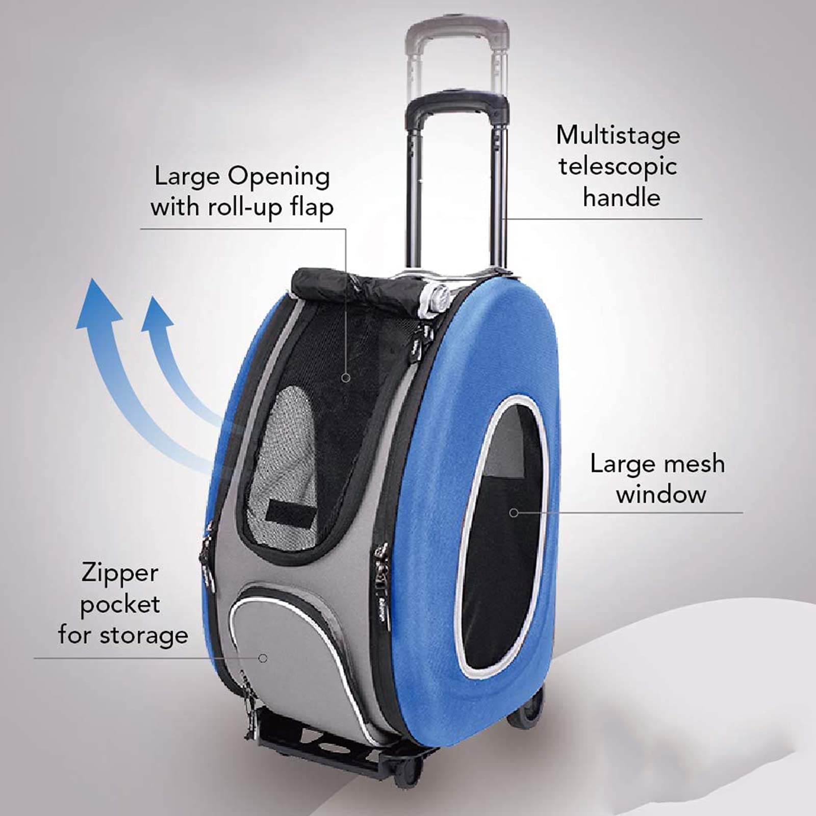 4 in 1 Pet Carrier Backpack & Car Seat with Wheels for Dogs & Cats - Lightweight Travel Carrier for Airplane, Car & Outdoor Adventures - Easy to Assemble & Foldable Design
