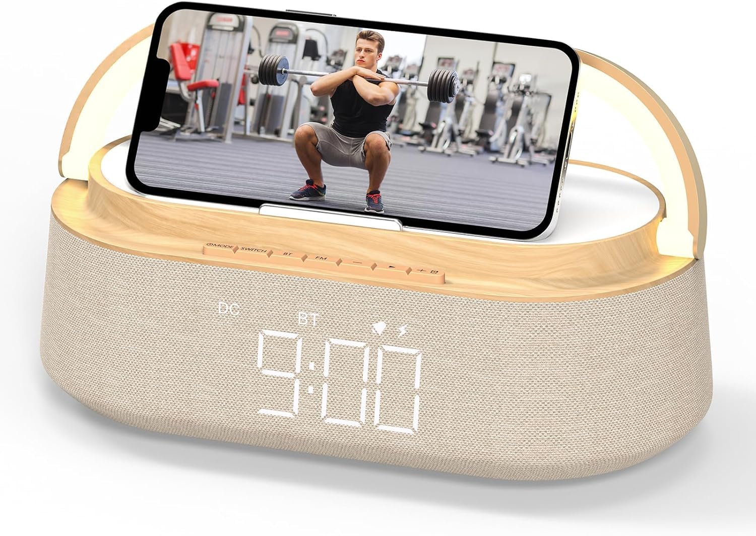FREEFISH Portable Bluetooth Speaker with 15W Wireless Charger, FM Radio, Adjustable LED Night Light, Dual Wireless Pairing, Bluetooth 5.0 - Perfect for Home, Outdoor, Travel & Party Use