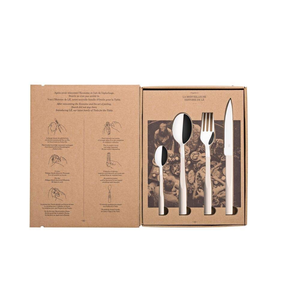 L’E Starck 24-Piece French Luxury Cutlery Set - Stainless Steel Flatware for 6 (Forks, Spoons, Knives) | Dishwasher Safe & Made in France | Elegant Dining, Wedding Gifts & Home Entertaining - Pink