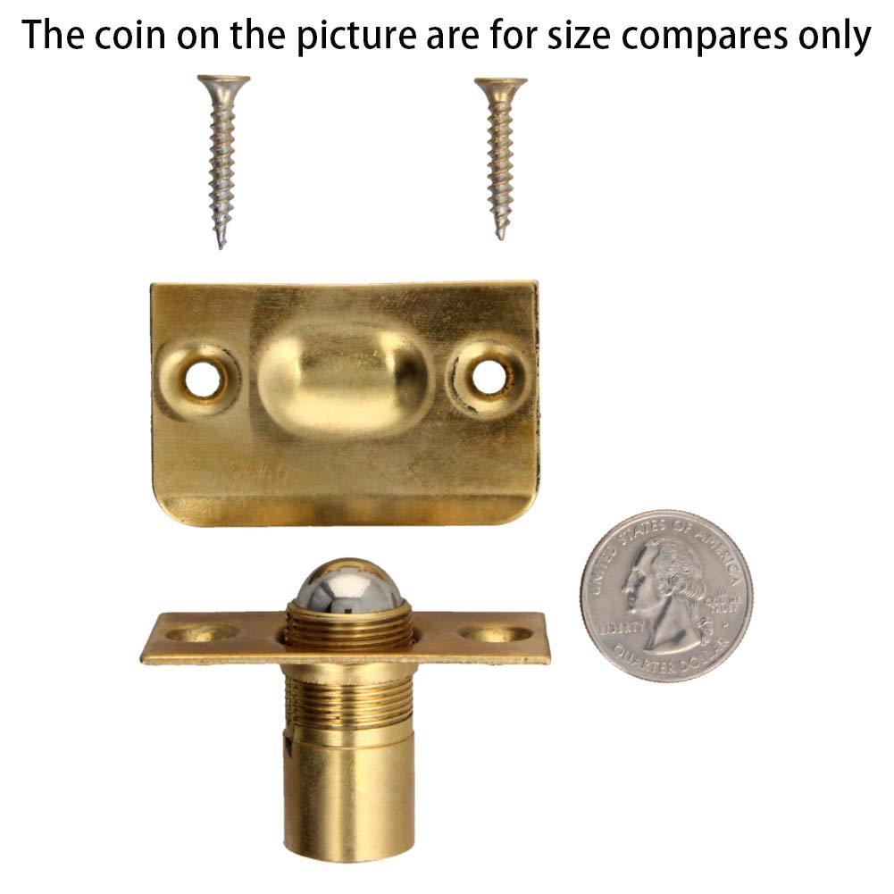 Yinpecly 1-Piece Copper Cabinet Door Latch Catcher with Strike Screws - 2.13 Inch Nickel Plated Gold Tone Ball Catch for Closet, Drawer & Cabinet Doors | Perfect for Home Organization & Furniture Repair