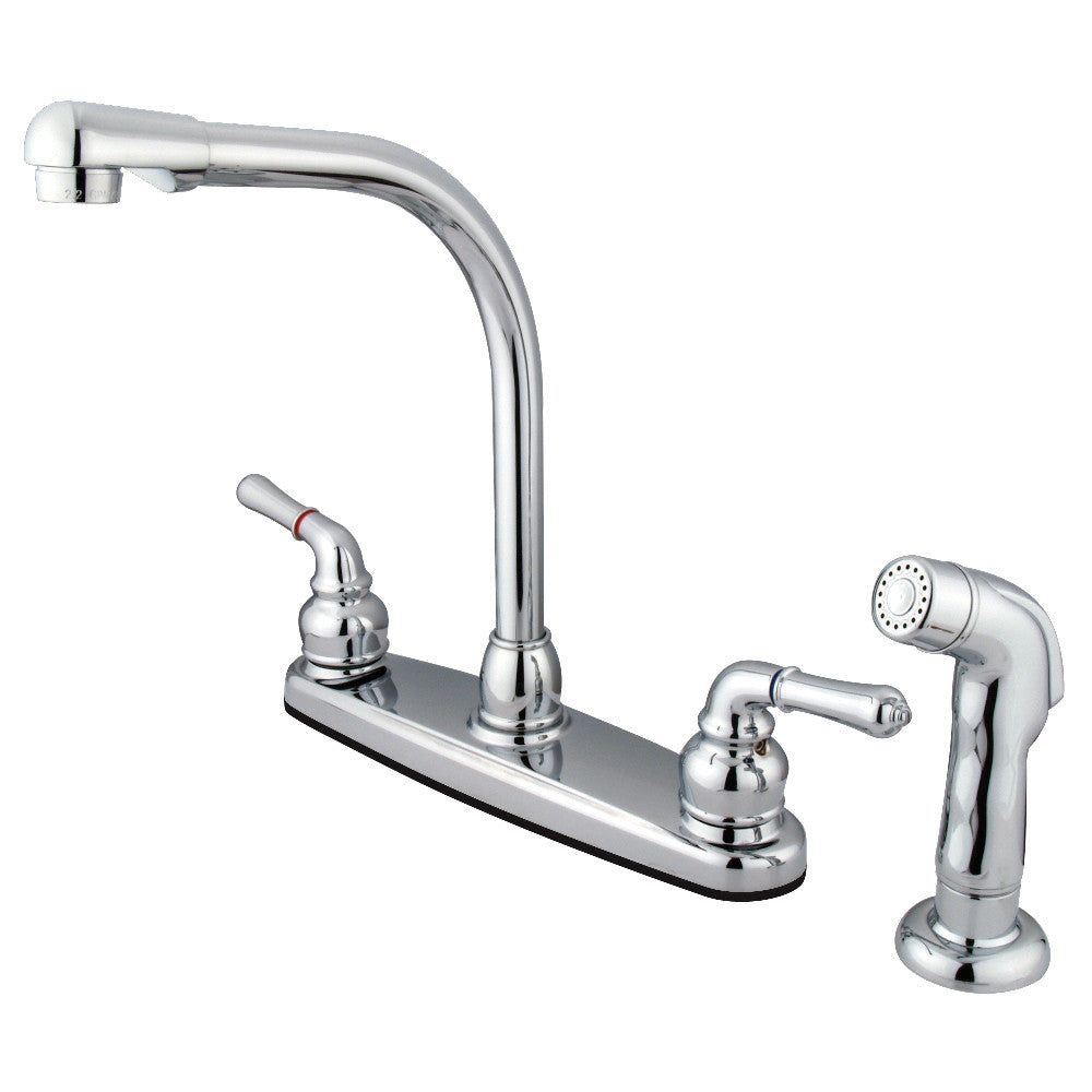 Kingston Brass KB758SP Magellan Centerset Kitchen Faucet - Modern Stainless Steel Sink Faucet with High Arc Spout for Easy Washing, Perfect for Home Kitchen & RV Use