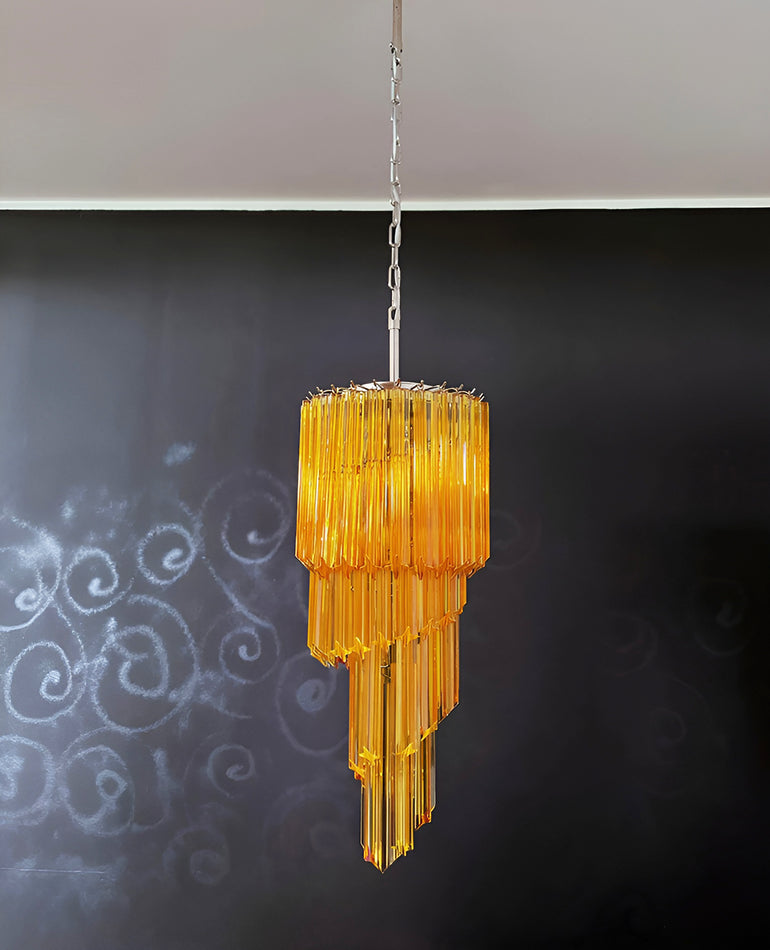 Murano Spiral Prism Glass Chandelier - Handcrafted Italian Crystal Ceiling Light Fixture for Dining Room, Living Room & Bedroom Decor