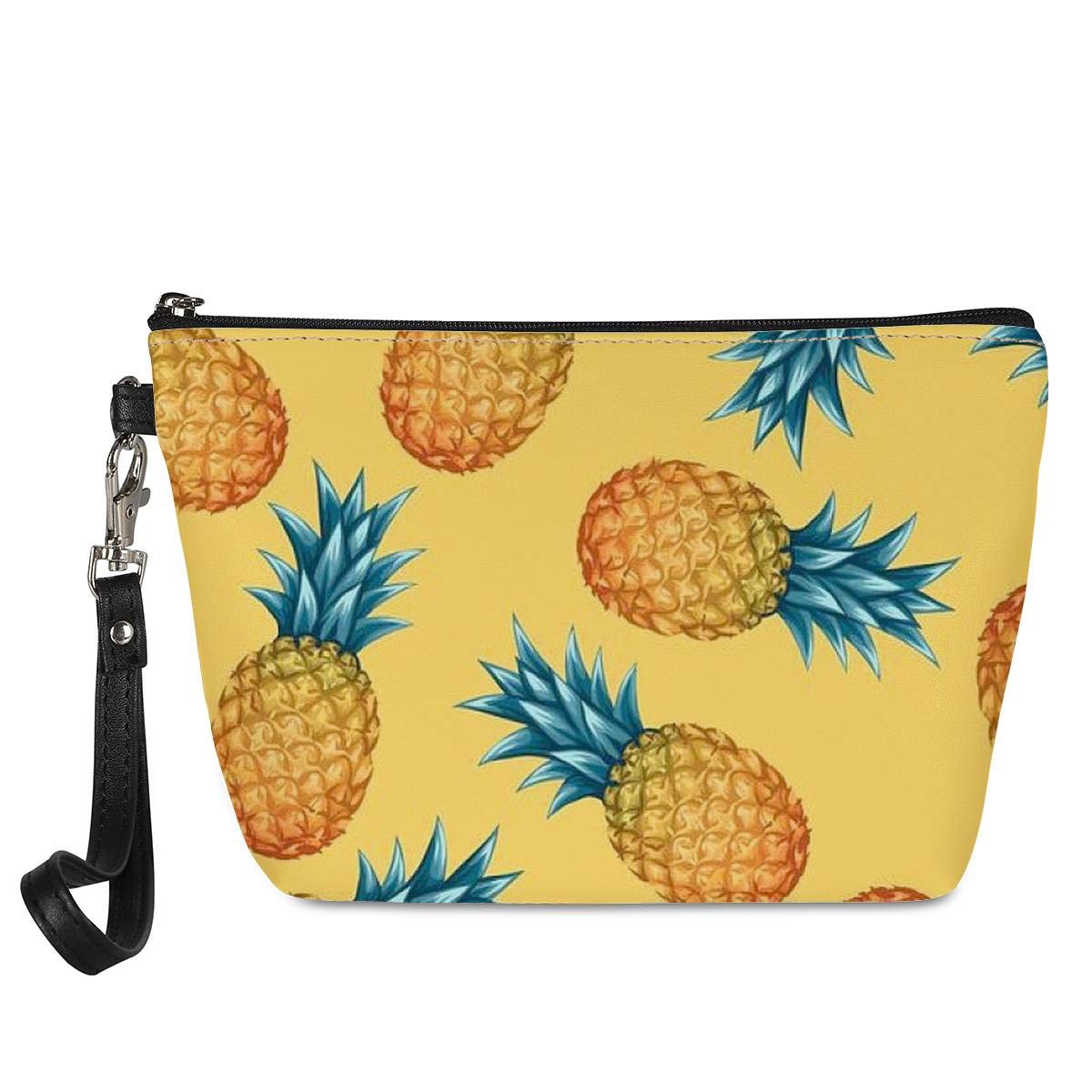 Amzbeauty Yellow Pineapple Makeup Bag - PU Leather Cosmetic Pouch with Zipper, Travel Toiletry Organizer for Women | Perfect for Travel, Gym & Daily Essentials Storage