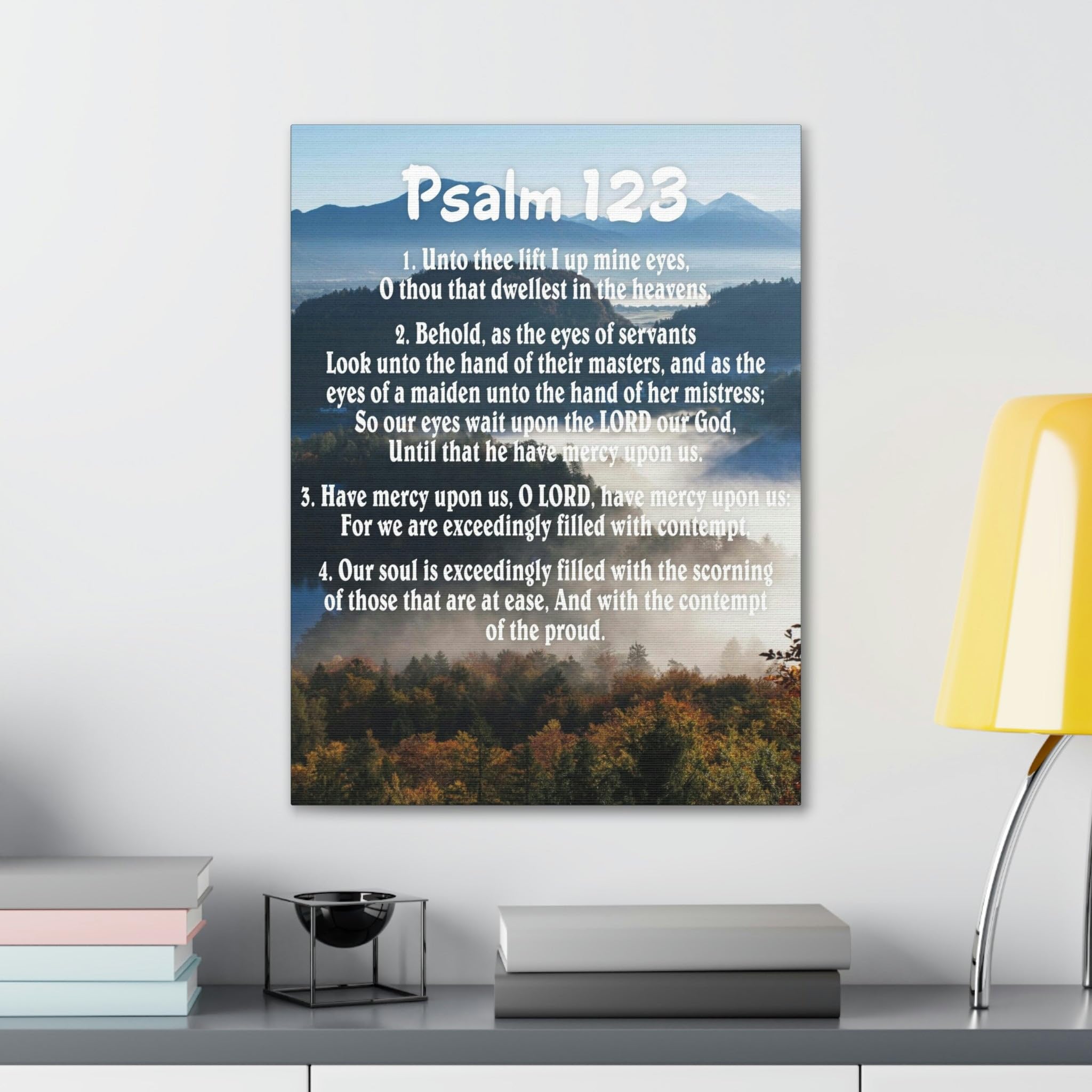 Bible Verse Canvas Wall Art - Psalm 123 Christian Scripture Home Decor for Living Room, Bedroom & Church | Inspirational Gift for Weddings, Baptisms & Religious Occasions