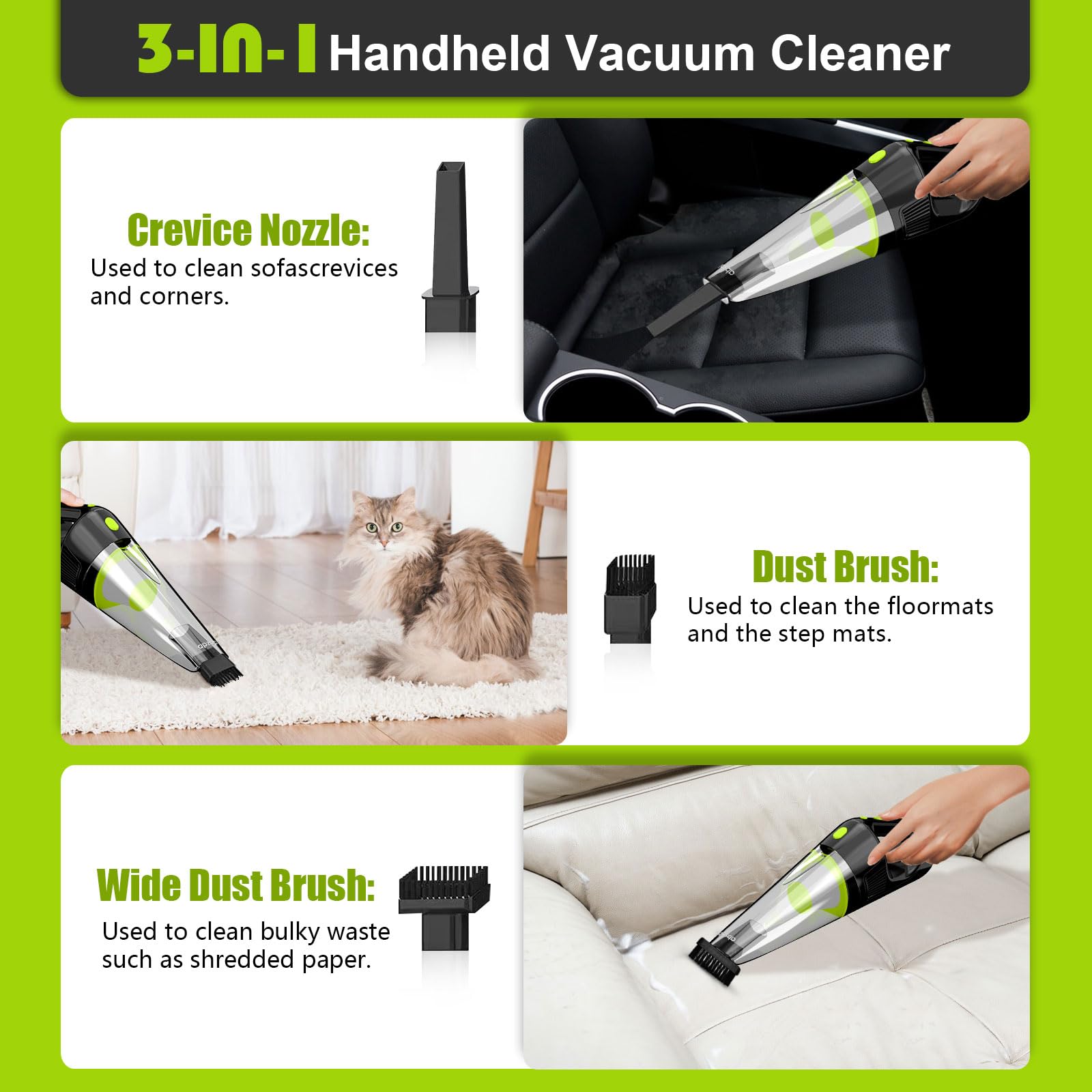 4-Piece Handheld Vacuum Cleaner Attachment Set - Includes Cleaning Brush & Crevice Nozzle for AB-105 Hoover Vacuum | Perfect for Pet Hair, Car Detailing & Home Deep Cleaning