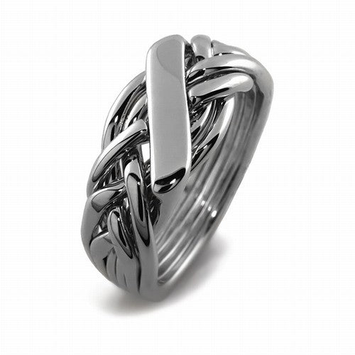 Men's 6 Band Sterling Silver Puzzle Ring - Size 61N - Unique Interlocking Design for Gifts, Wedding & Special Occasions