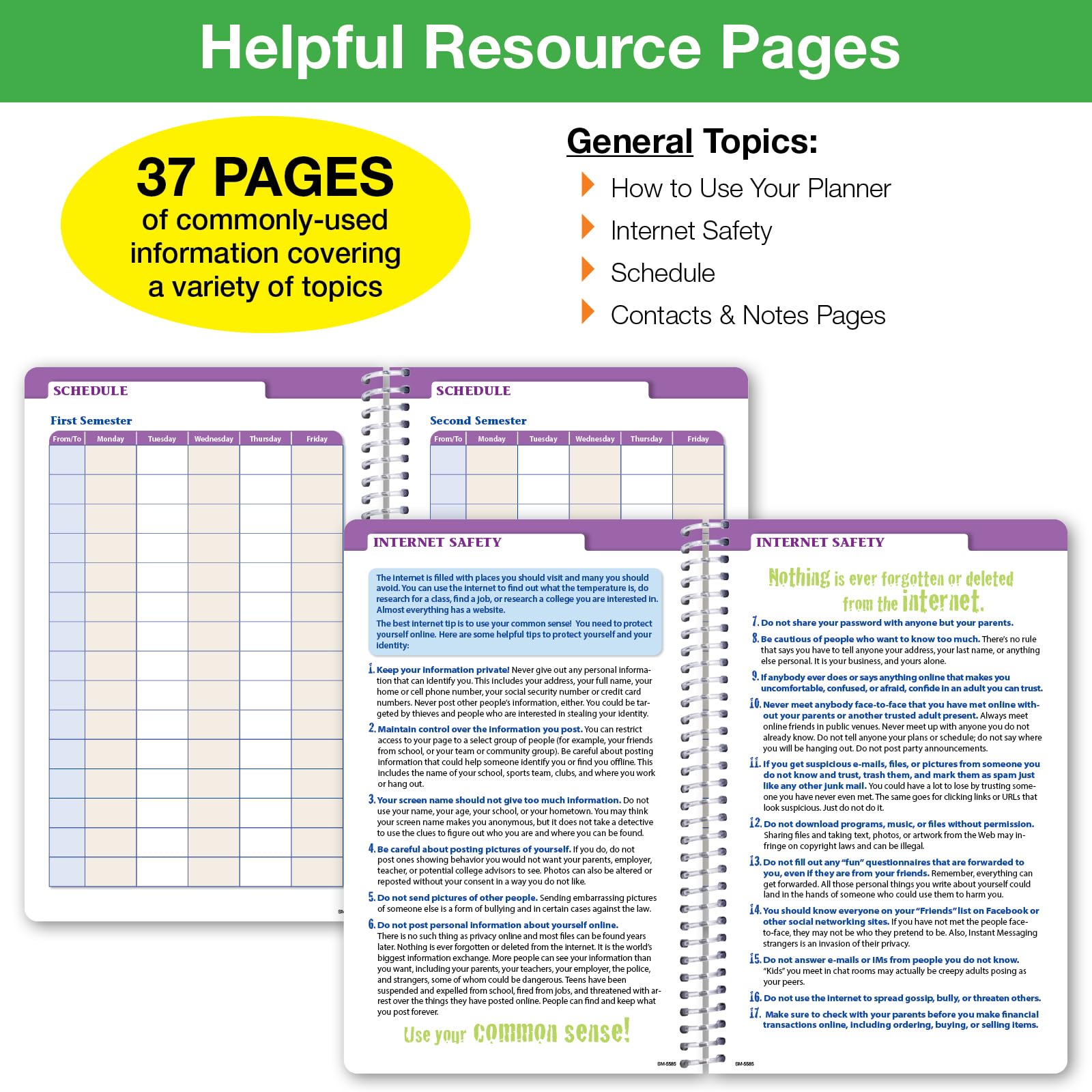 2024-2025 Academic Year Planner for Middle & High School Students - Dated Weekly/Monthly Organizer with Ruler, Bookmark & Stickers (5.5