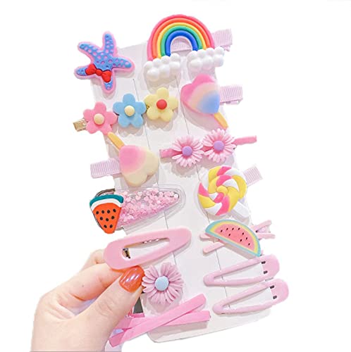 FAMEZA 10 Pcs Rainbow Pearl Hair Clips - Fashion Hair Accessories for Women & Girls, Sweet Hair Clips for Styling, Cute Hairpins for School, Party & Daily Use (Includes 14-Piece Plush Flower Set)