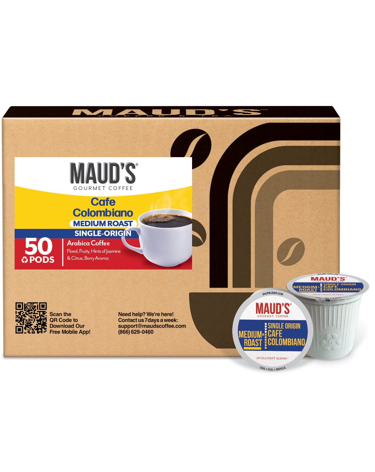 Maud's Cafe Premium Colombian Single Origin Medium Roast Coffee Pods - Compatible with Keurig 2.0 & K-Cup Brewers - Perfect for Home, Office & Gifts