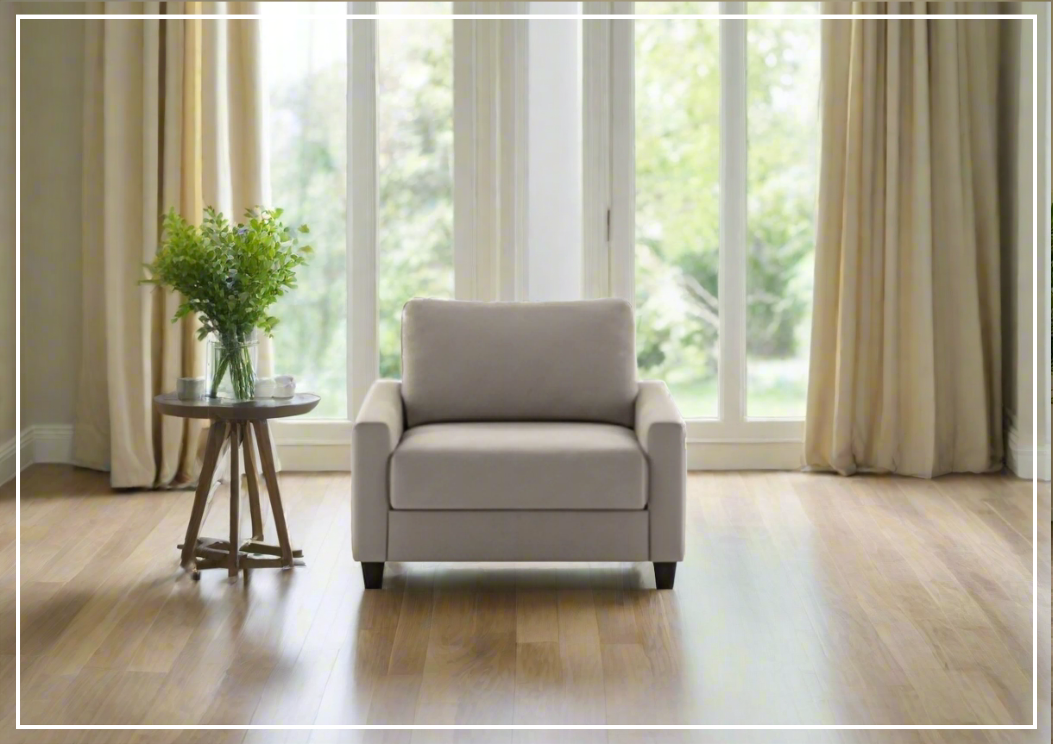Luonto Nico Fabric Sleeper Chair Sofa with Nest Mechanism - Convertible Bed & Lounge Chair with Walnut or Chrome Legs - Perfect for Small Spaces, Guest Rooms & Apartments