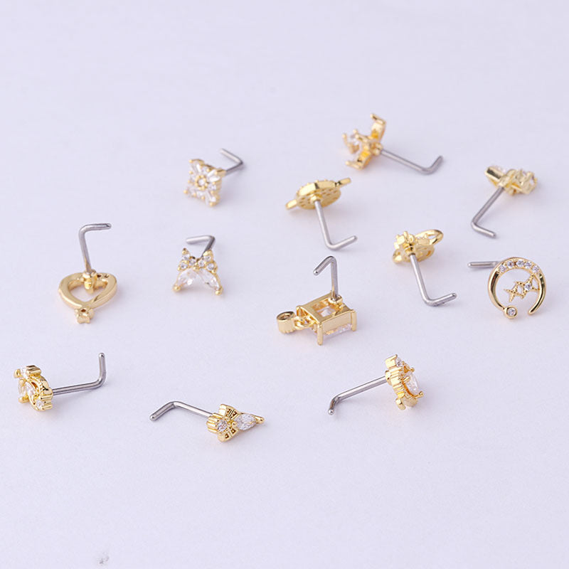 20G Small Dainty Nose Ring Stud Dangle Nose Piercing Jewelry for Women | HSPJ701 | Perfect for Everyday Wear, Parties & Special Occasions
