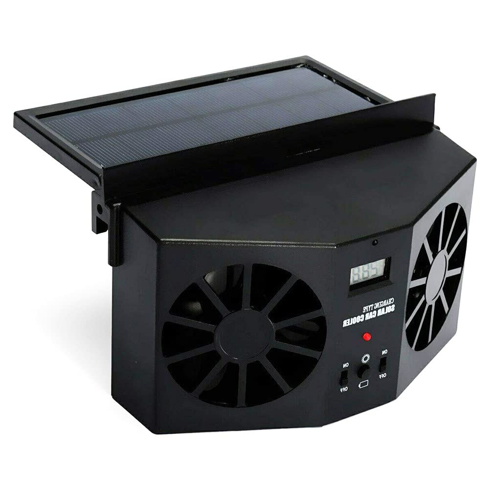 Solar Powered Car Exhaust Fan - 2W Black Ventilation Fan for Vehicle Cooling & Airflow - Perfect for Cars, Trucks, RVs & Camping to Reduce Heat & Improve Air Circulation