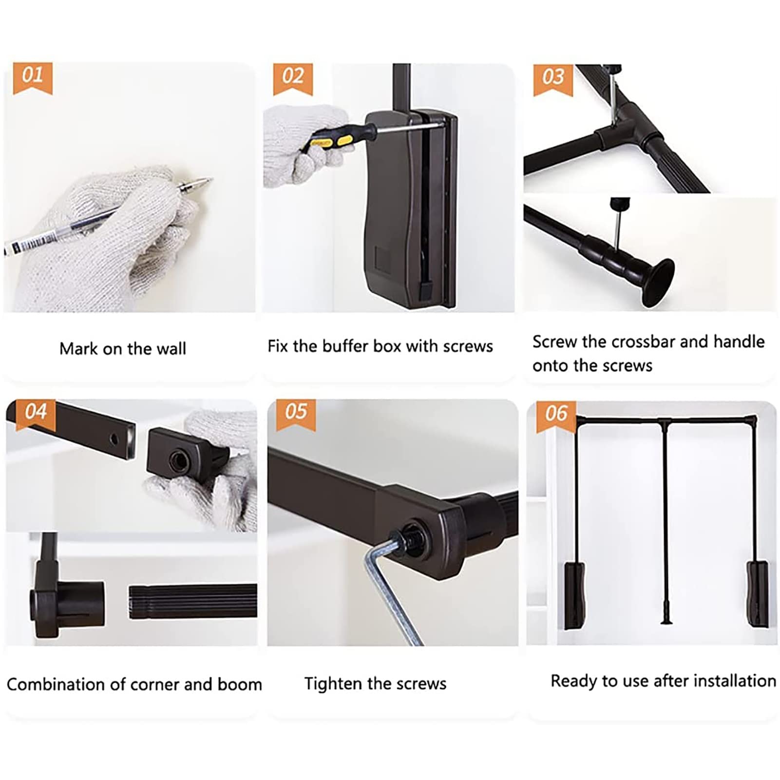 Adjustable Pull Down Closet Rod with Soft Close - Space Saving Lift Storage System for Hanging Clothes - Extendable from 500-630mm (19.7-24.8in) to 83-115cm (32.7-45.3in) - Perfect for Small Closets, Apartments & Wardrobe Organization