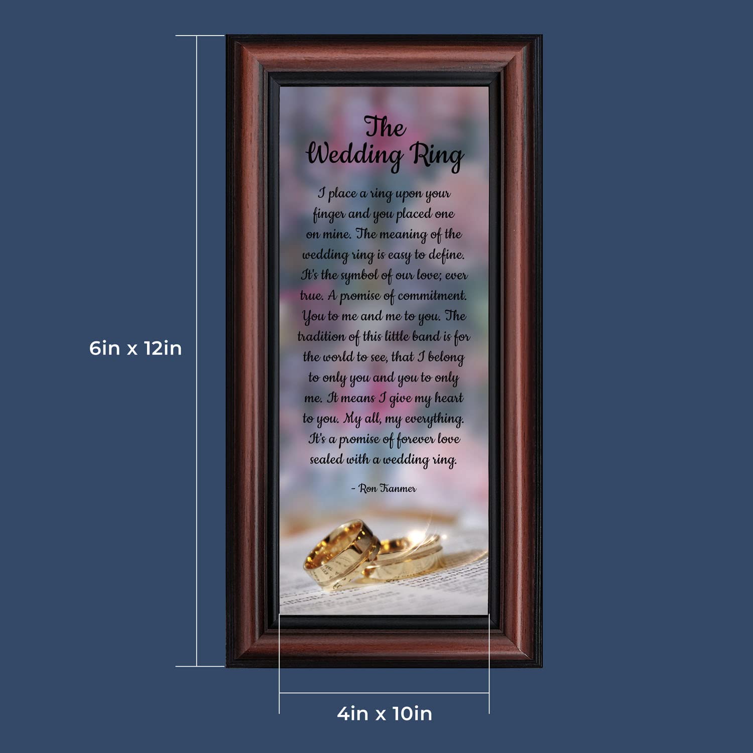 Crossroads Home Décor The Wedding Ring Picture Frame - Romantic Keepsake Gift for Couples, Anniversaries & True Love - Perfect for Wedding Photos, Bedroom Décor & Special Occasions