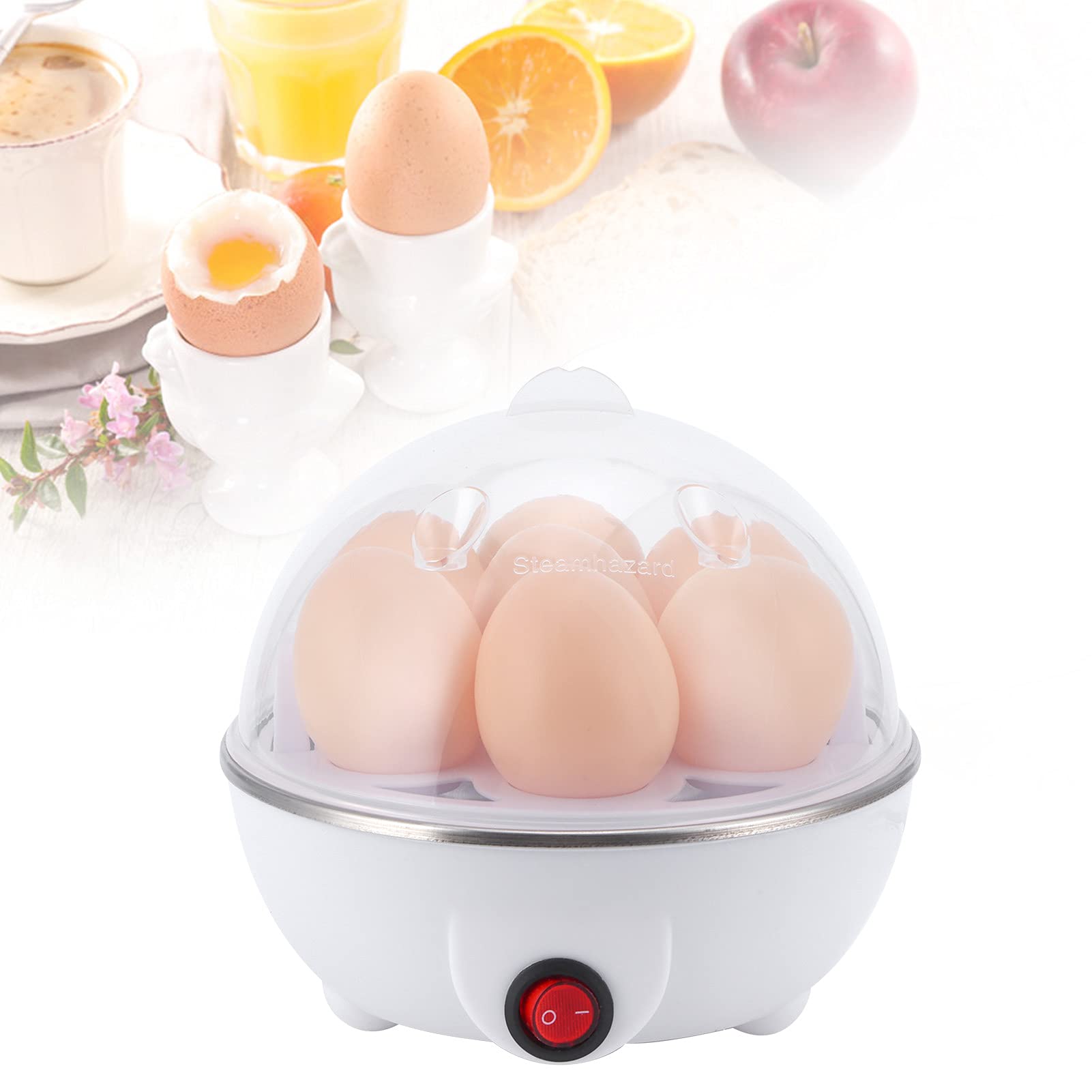 Electric Egg Cooker & Steamer - Multifunctional Mini Egg Boiler Maker for Hard/Soft Boiled Eggs, Poached & Steamed Eggs | Perfect for Breakfast Meal Prep, Keto Diet & Healthy Cooking (US)