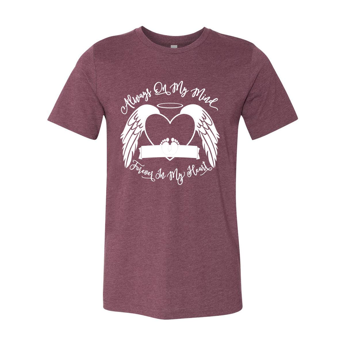 Personalized Memorial T-Shirt - Comfortable Bereavement Shirt for Loved Ones | RIP Remembrance Tee with 'Always On My Mind Forever In My Heart' Design | Perfect for Memorial Services, Funerals & Honoring Departed Souls