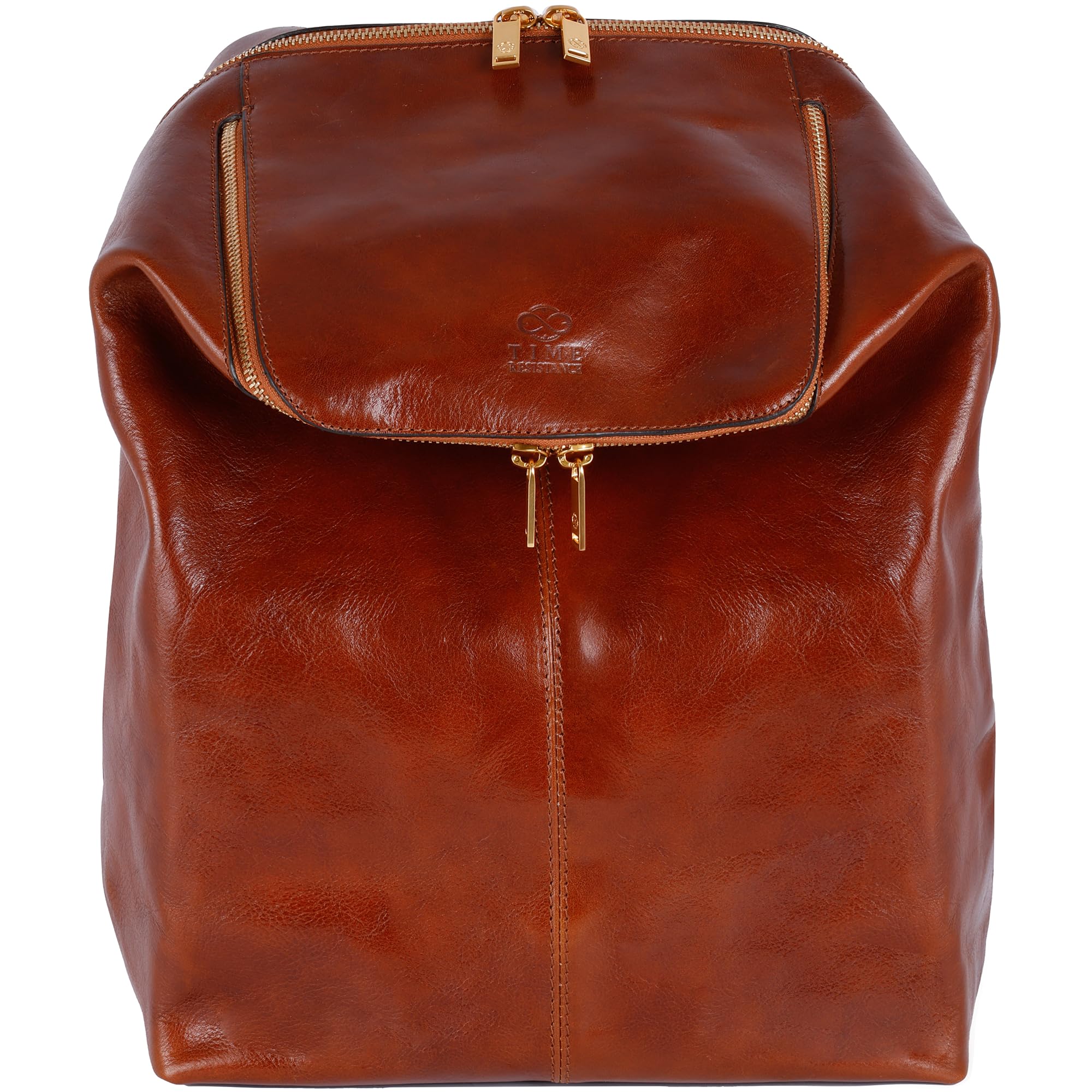 Premium Genuine Leather Backpack - Waterproof Anti-Theft Laptop Bag for Men & Women (15.6 Inch) - Business Travel, College & Commuting - Cognac Brown