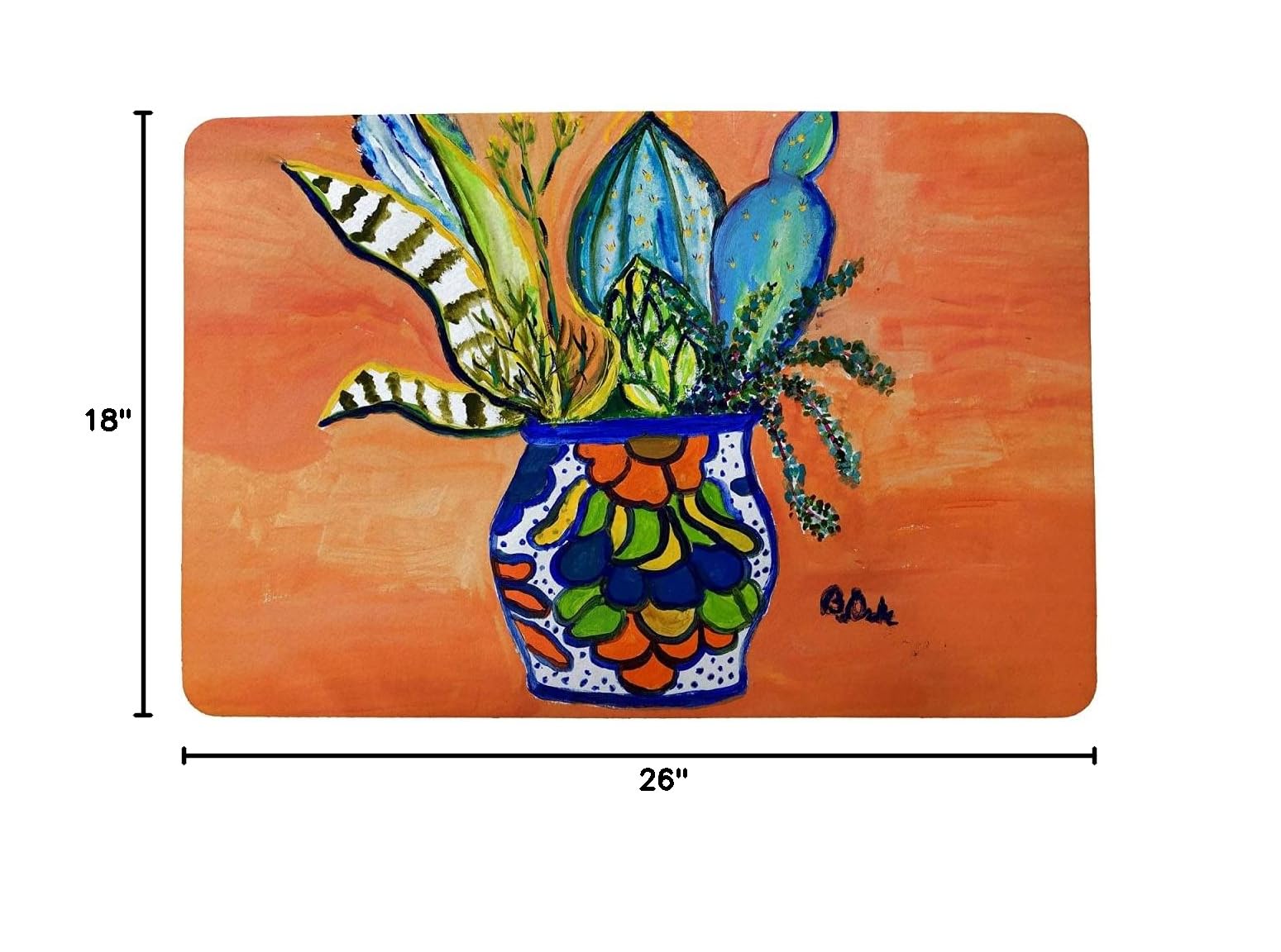 Betsy Drake Small Cactus in Pot Door Mat - Non-Slip Indoor/Outdoor Entryway Rug for Home Decor