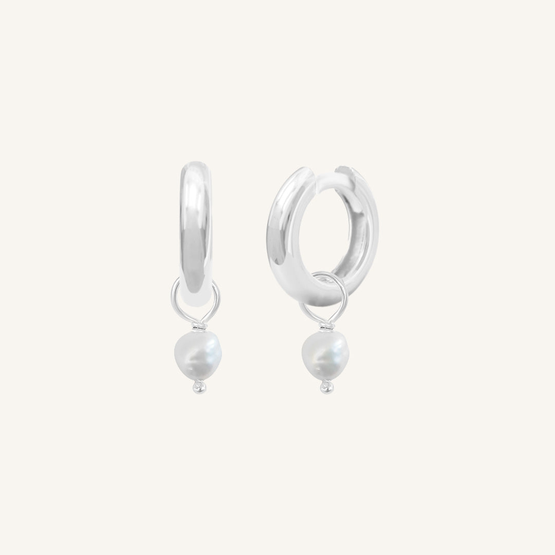 Pearl Plain Hoops Earrings - Natural Stone Jewelry for Women | Perfect for Everyday Wear, Office & Special Occasions