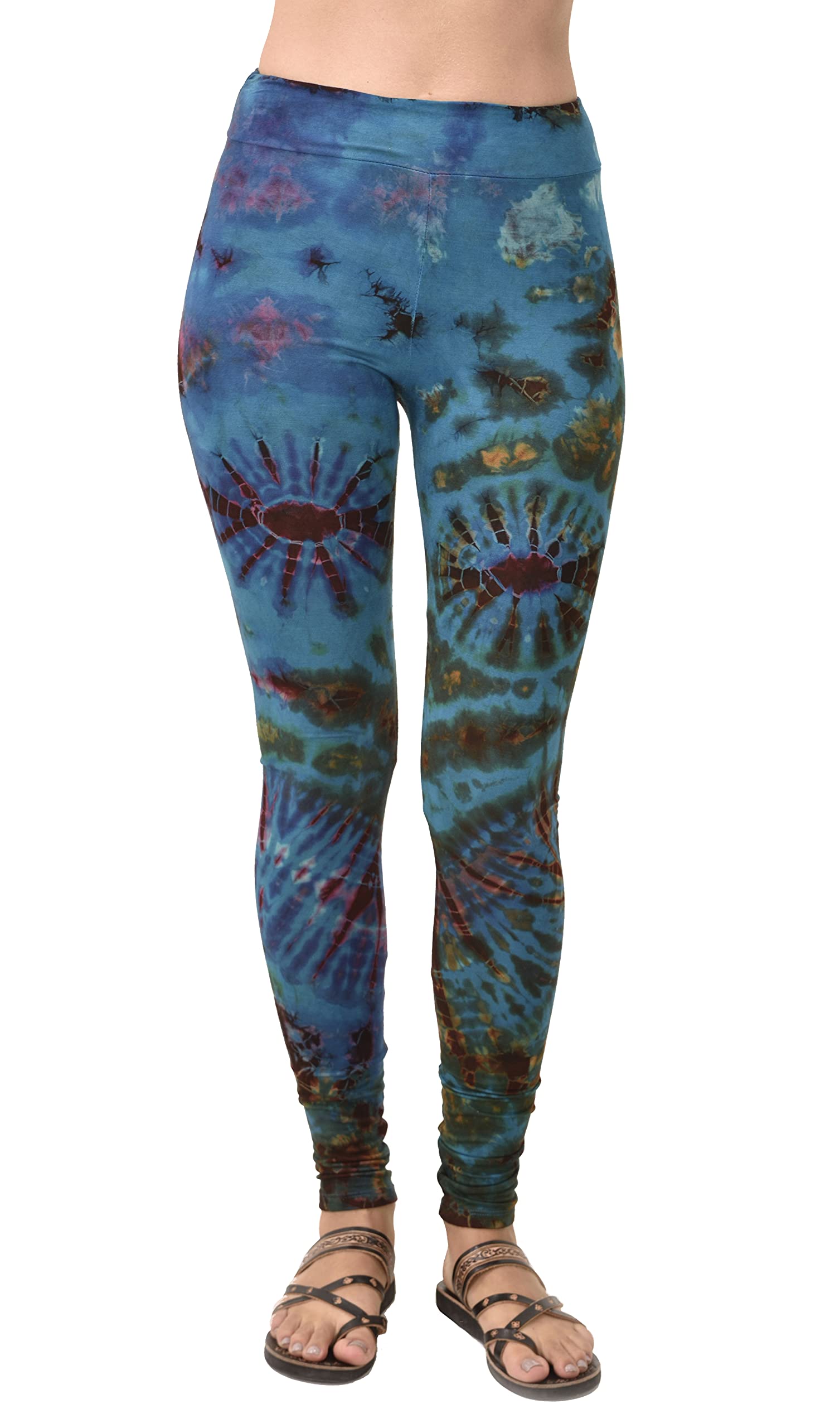 Tie Dye Yoga Pants for Women - Bohemian Hippie Leggings, Festival & Workout Tights, Reverse Tie Dye Design - Perfect for Yoga, Music Festivals & Boho Fashion