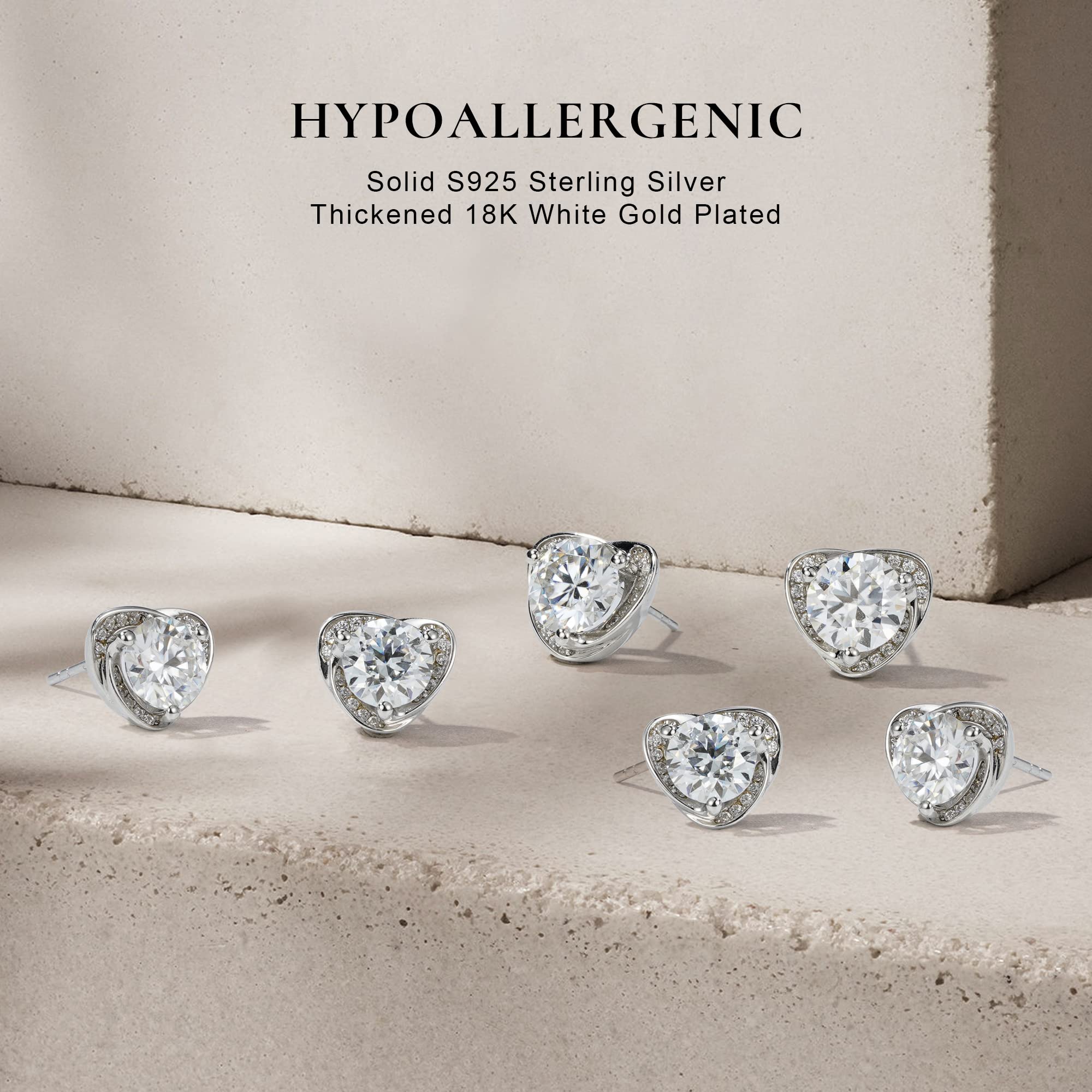 1-2.4ct Lab Created Moissanite Halo Earrings for Women & Men - Princess Cushion Cut D Color VVS1 Clarity - 925 Sterling Silver Stud Earrings - Perfect for Birthday Gifts, Anniversary, Wedding & Special Occasions