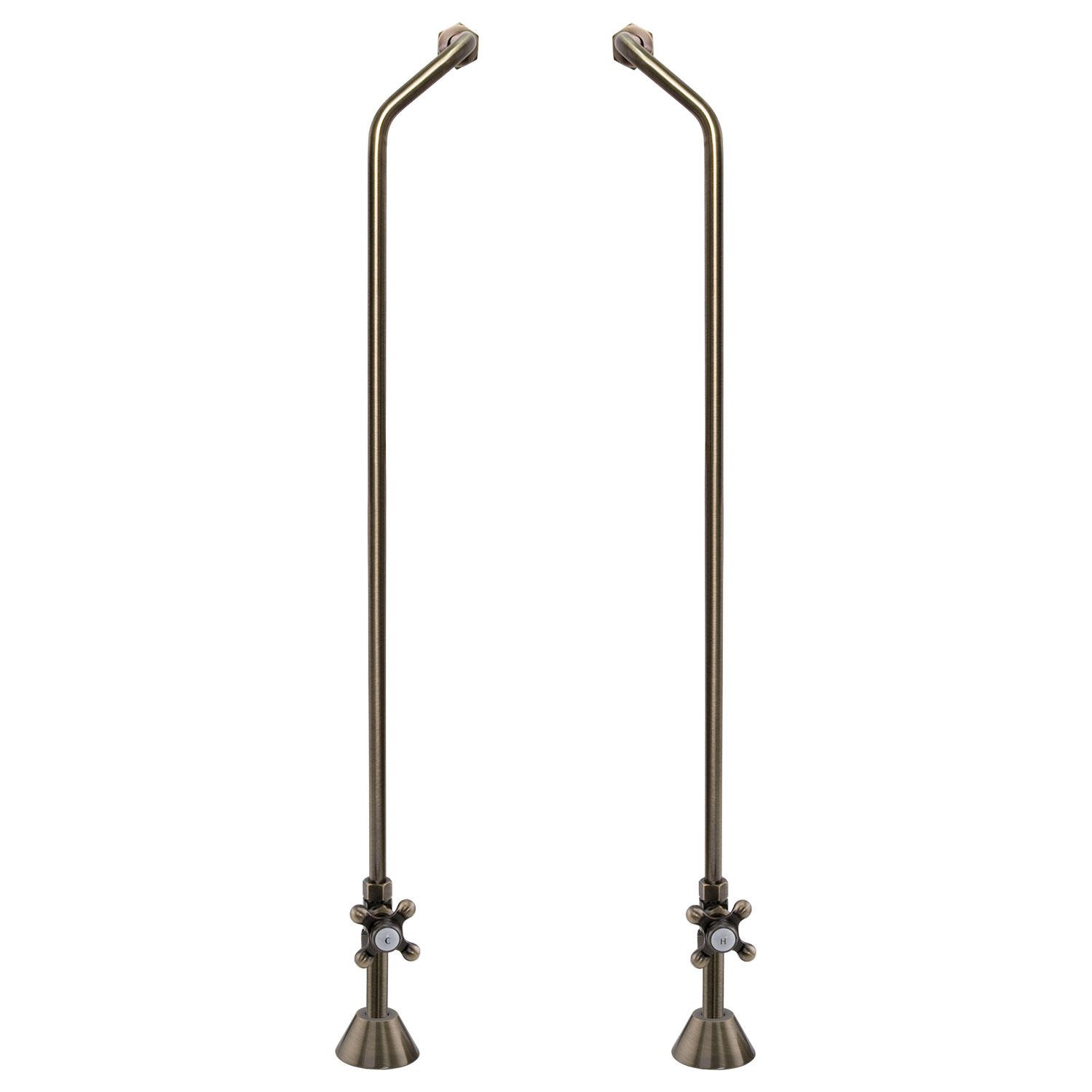 Signature Hardware 139887 Freestanding Offset Tub Supply Lines with Cross Handle Shutoff Valves - Chrome Finish for Copper Pipes - Perfect for Bathroom Renovations & Plumbing Upgrades
