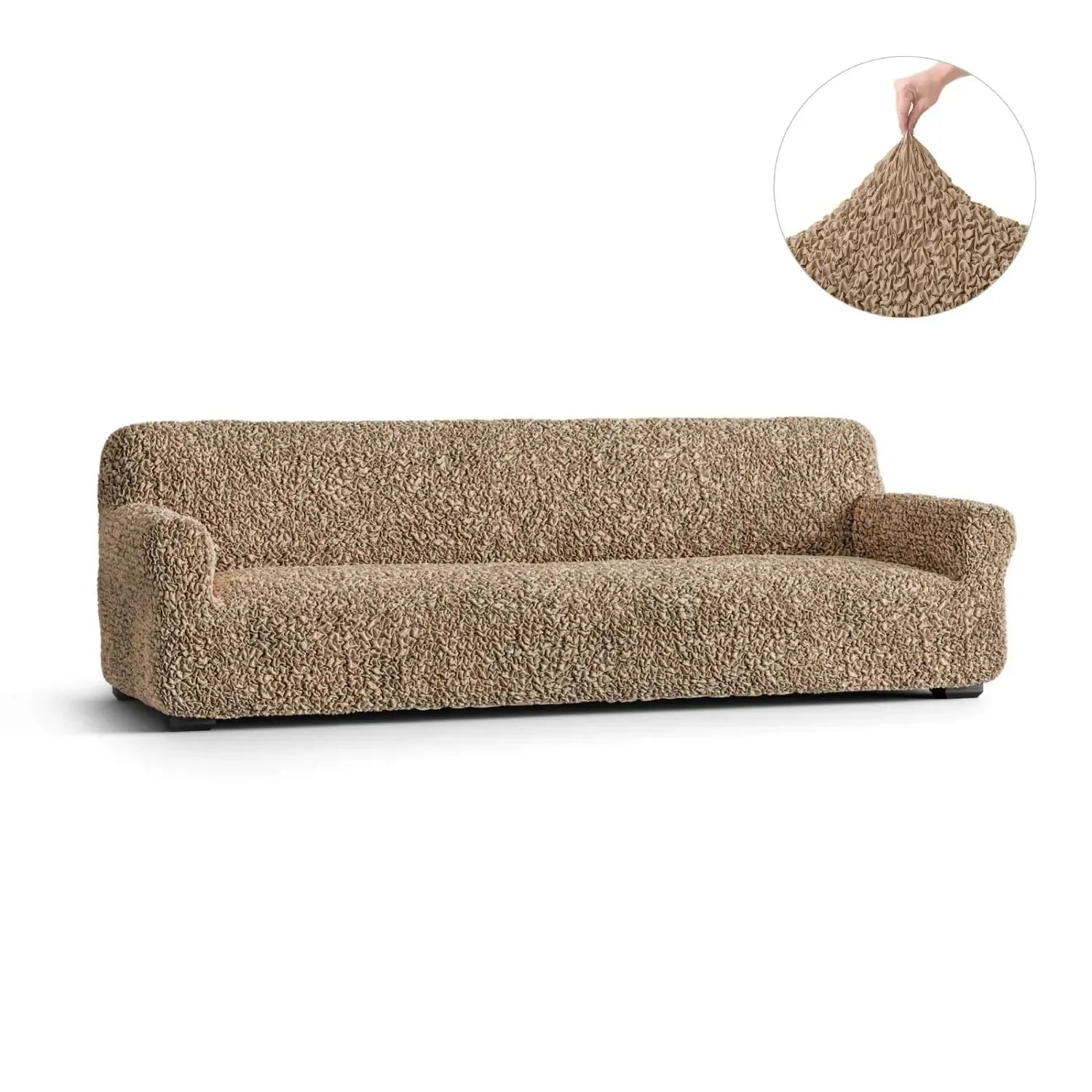 4-Seater Sofa Slipcover - Premium Fuco Cotton Fabric, Washable & Durable Couch Cover for Living Room, Family Room, and Office (Beige) - Perfect for Home Decor, Pet Protection, and Furniture Refresh