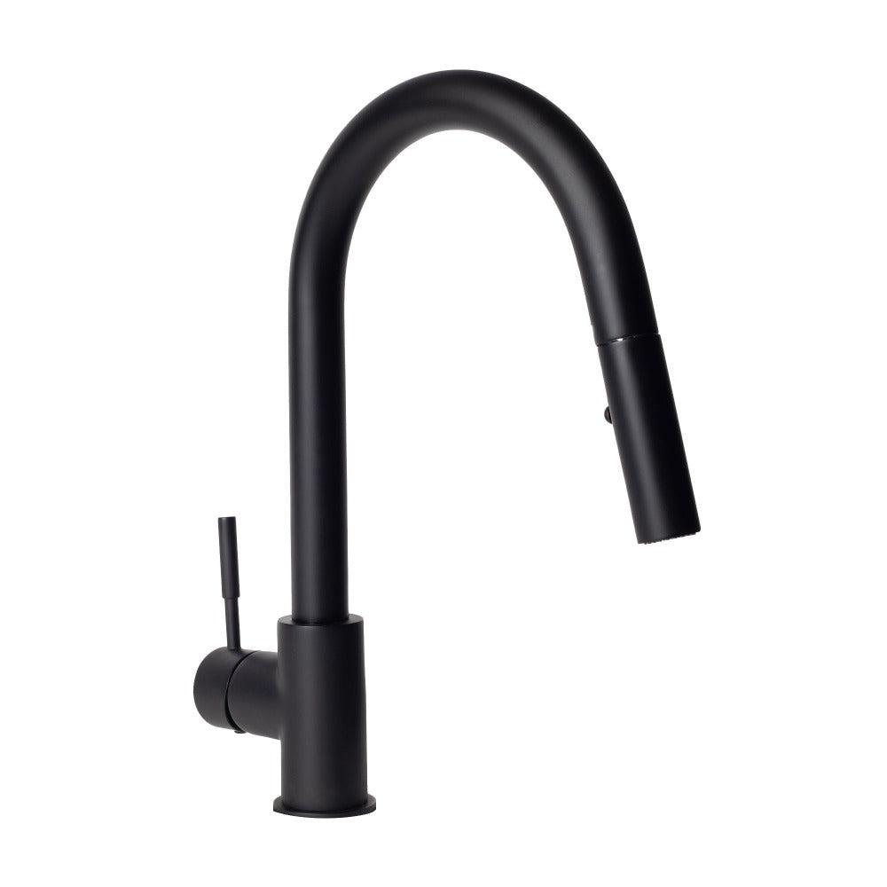 ZLINE Arthur Matte Black Pull Down Single Handle Kitchen Faucet - Modern Design for Sink, Dishwashing & Food Prep (ATH KF MB)