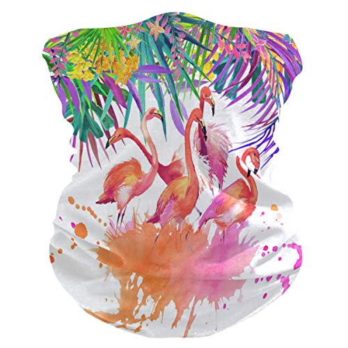 Tropical Leaves and Flamingo