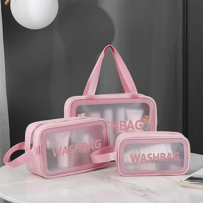 3 pcs pink wash bag