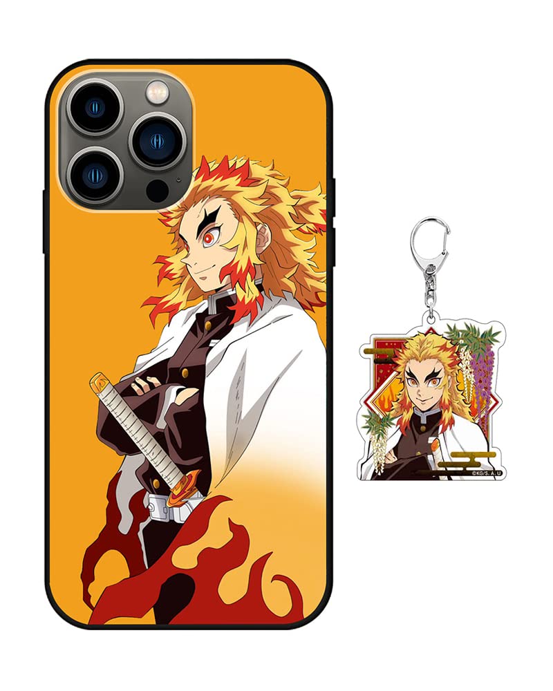 Japanese Anime iPhone 13 Pro Max Case with Keychain - 6.7 Inch Soft Silicone Shockproof Cover Featuring Classic Anime Characters for Boys & Girls | Perfect for Anime Fans, Daily Protection & Gift Giving
