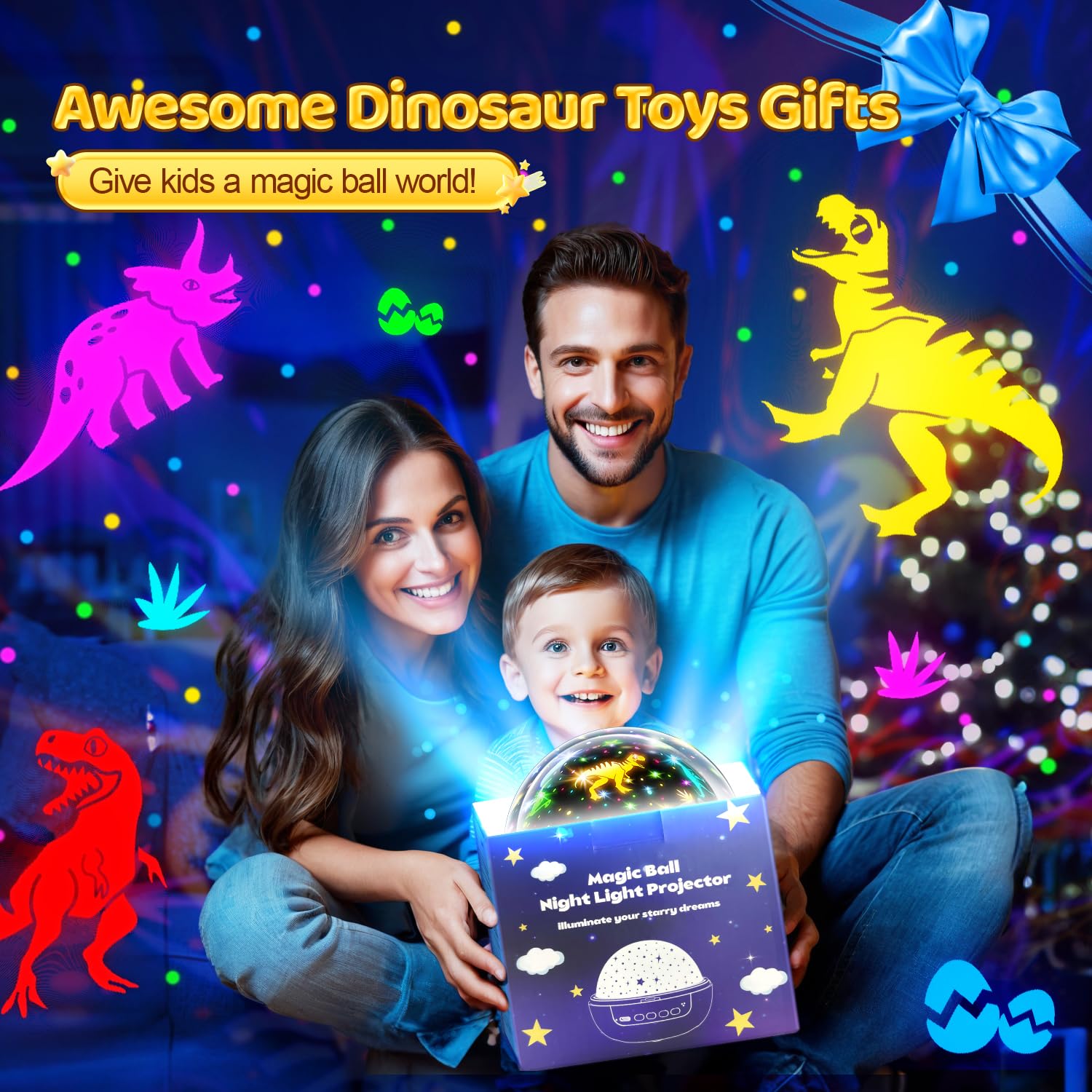 Remote Control Dinosaur Toys for Kids Ages 2-7 with 3 Films & 93 Effects - Rotating Night Light Projector with 3 Timer Settings & 5 Brightness Levels - Perfect for Bedtime, Playtime, and Room Decor