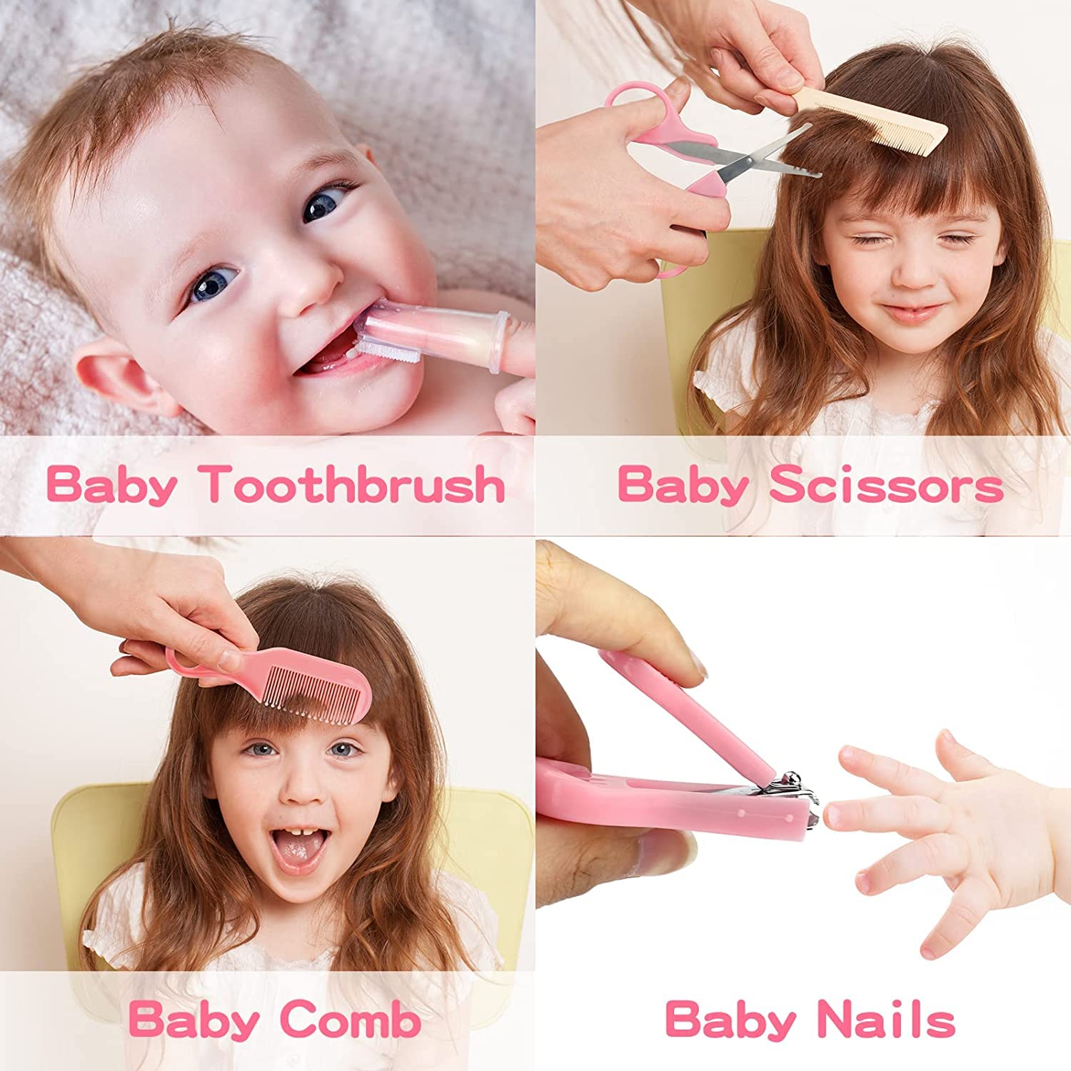 **Baby Grooming Kit for Newborns - Complete Infant Care Set with Hair Brush, Comb, Nail Clipper & Nasal Aspirator - Essential Baby Grooming Supplies for Girls & Boys (Pink) - Perfect for Bath Time, Travel & Daily Baby Care**