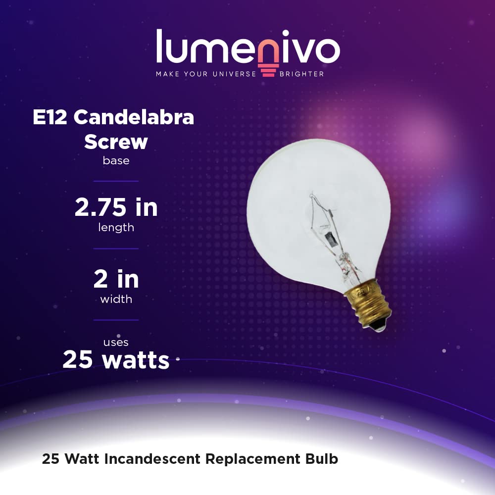 25W E12 Candelabra Base Light Bulbs - 8 Pack Clear Replacement Bulbs for Scentsy Warmers, Wax Warmers, Tart Burners, Lava Lamps & Diffusers - 120V - Perfect for Home Fragrance, Aromatherapy and Decorative Lighting
