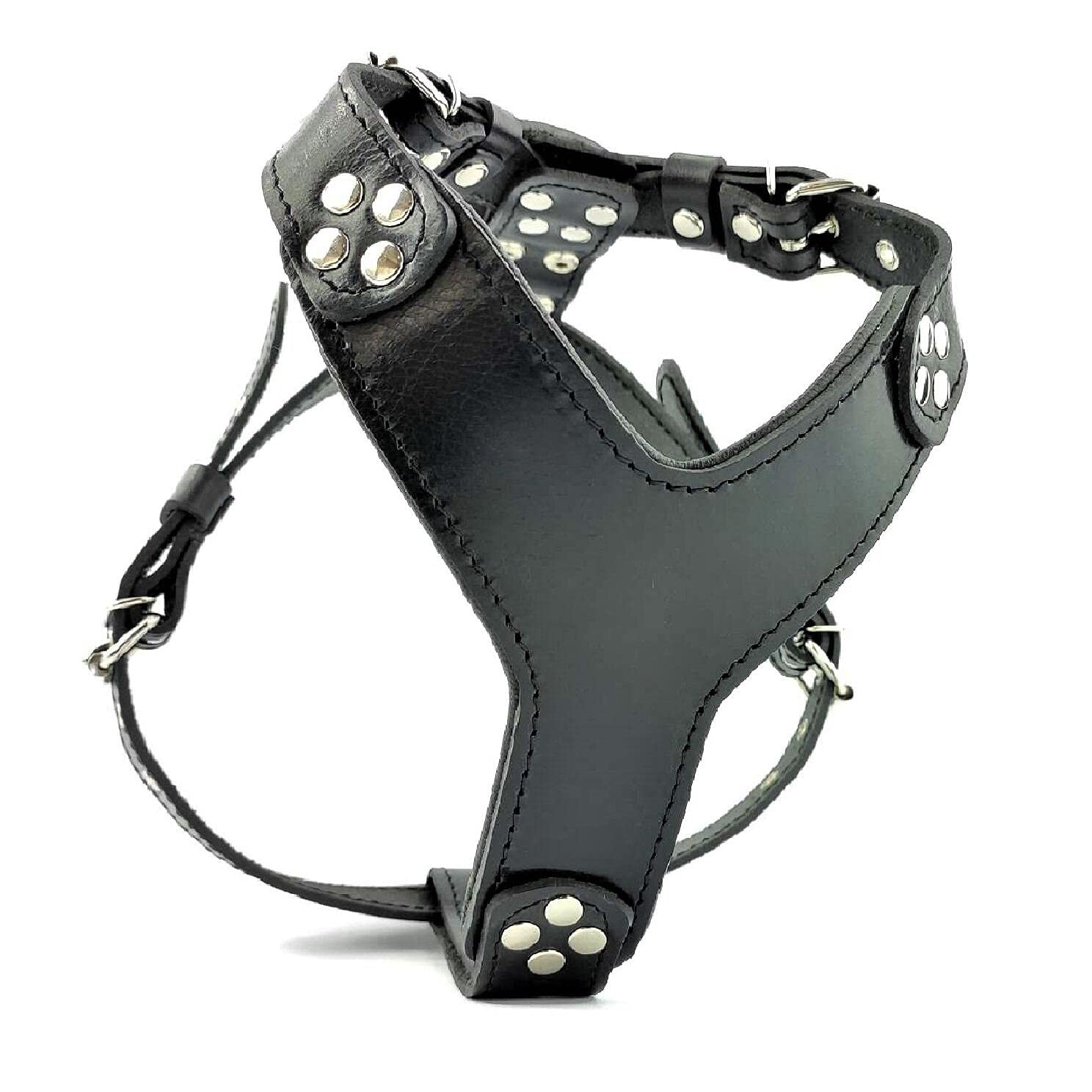 Bestia 'Style' Black 100% Genuine Leather Handmade Dog Harness - Perfect for Walking, Training & Outdoor Adventures