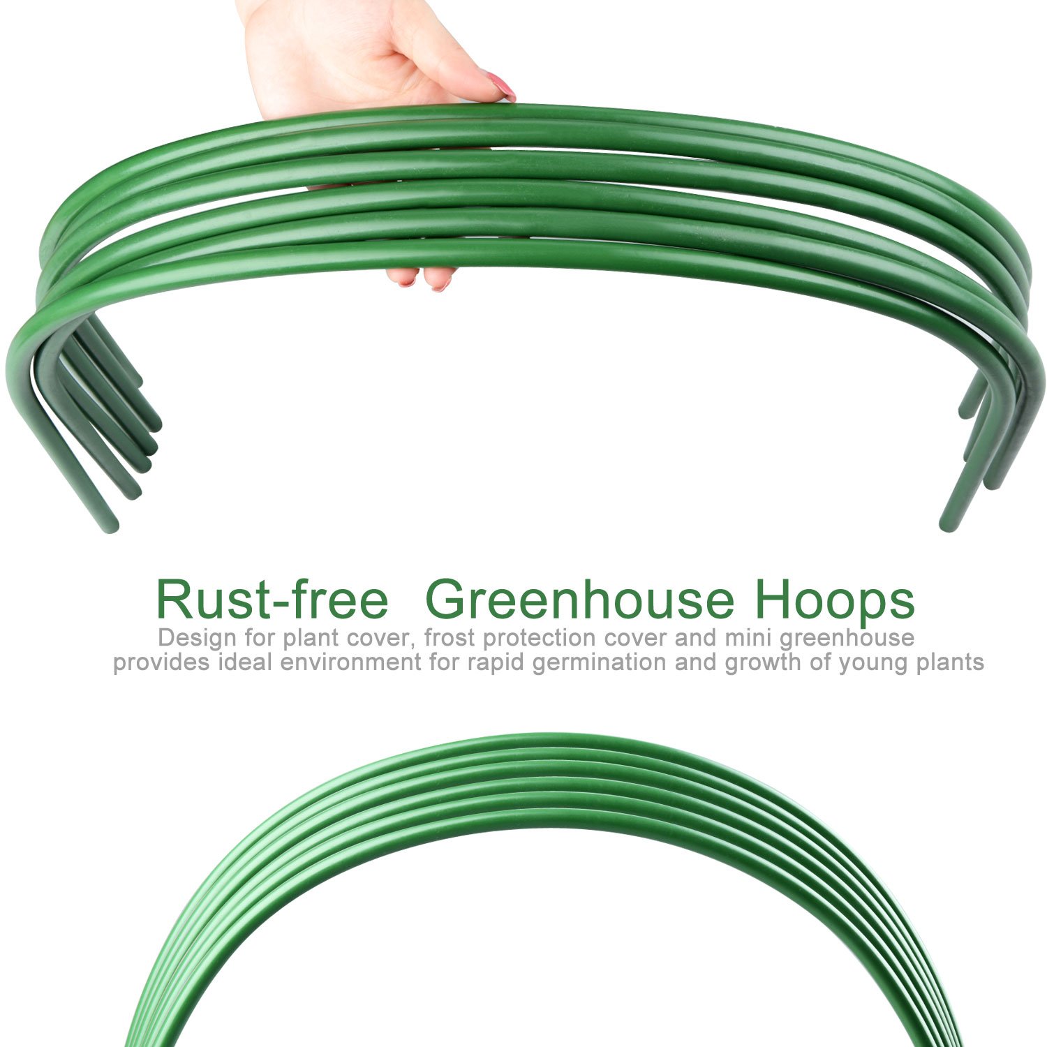 Firlar 6-Pack 4ft Greenhouse Hoops - Rust-Free Steel Grow Tunnel with Plastic Coated Plant Supports for Garden Fabric & Raised Beds | Perfect for Seedling Protection, Plant Support Stakes, and Extending Growing Season