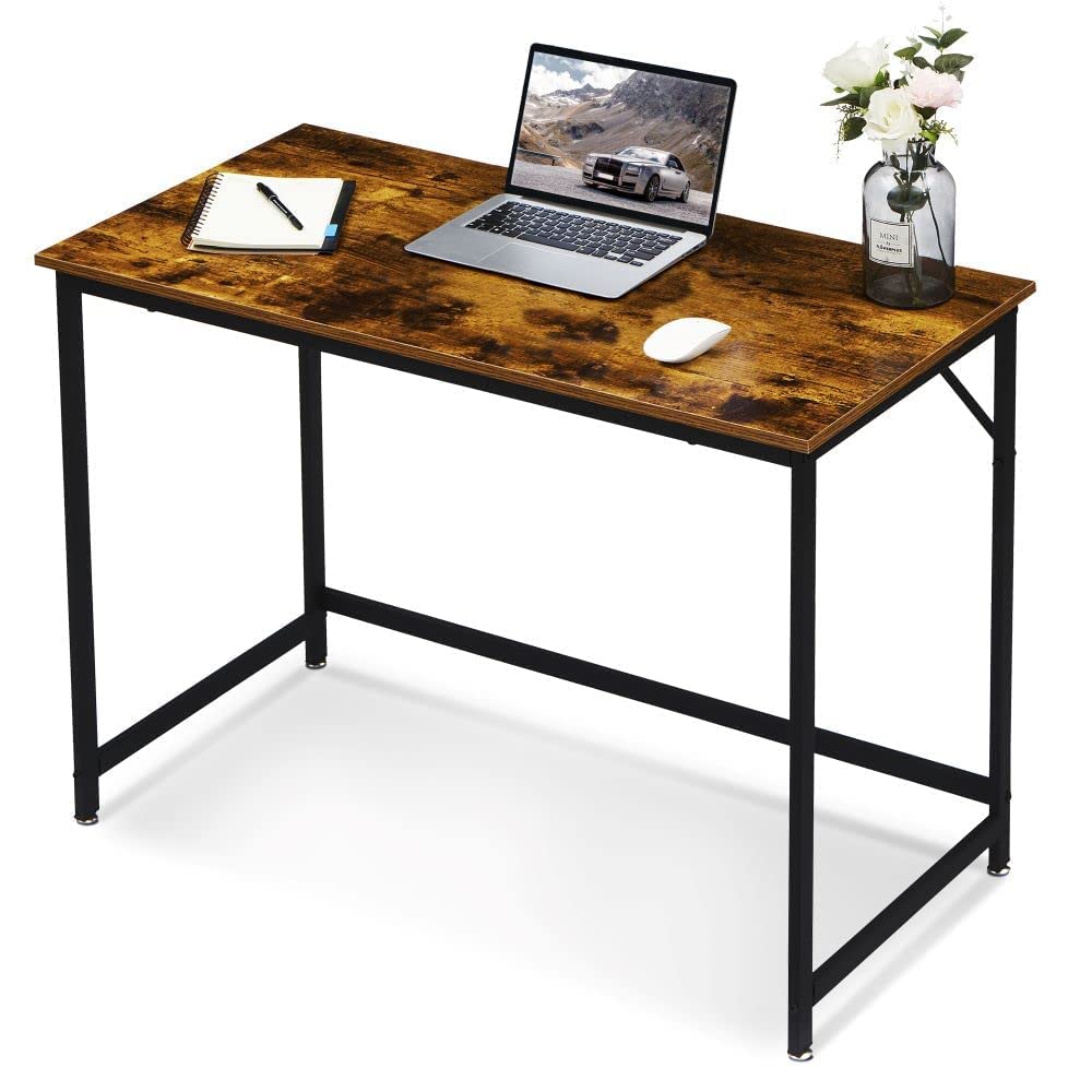 ivinta 40-inch Small Computer Desk - Industrial Laptop Desk for Home Office, Simple Style PC Table, Sturdy Wooden Writing Workstation (Space Saving, Vintage, Easy Assembly) - Perfect for Small Apartments, Dorm Rooms & Home Offices