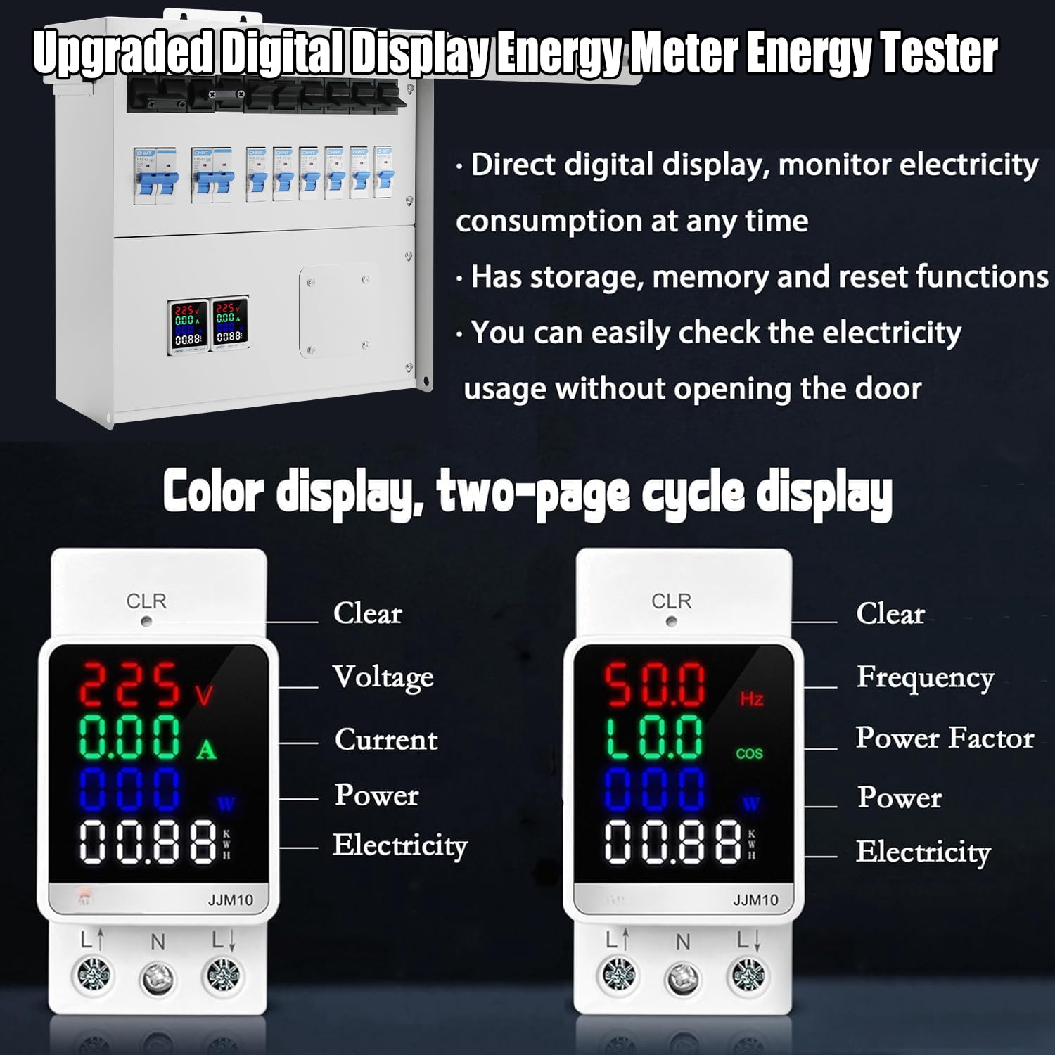 50A 10-Circuit Transfer Switch Kit with 2 Digital Display Energy Meters, SS2-50P Power Inlet - IP67 Waterproof, Pre-Wired for Easy Installation | Perfect for Home Backup Power, RV, Solar Systems & Outdoor Use (2025 Model)