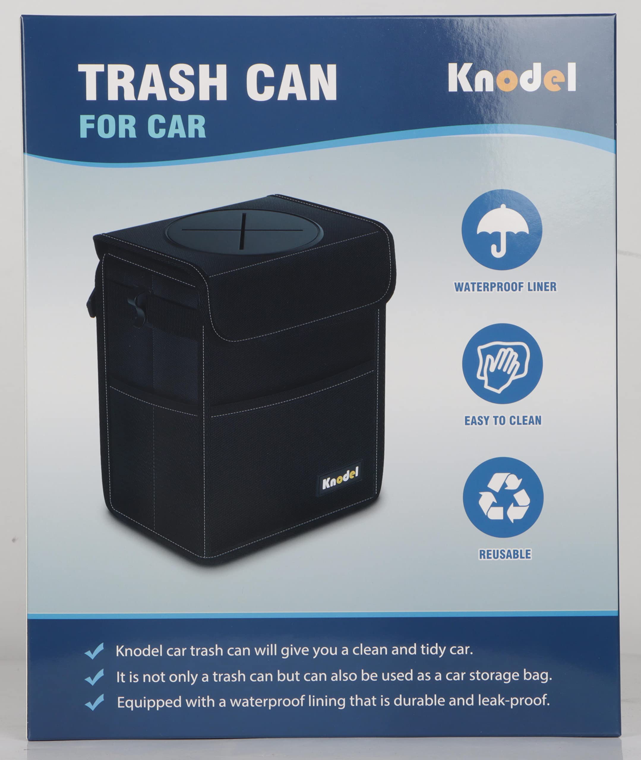 Waterproof Car Trash Can with Lid - Leak-Proof Hanging Car Garbage Bin for SUV, Truck & Vehicle - Large Black Auto Waste Container for Road Trips, Commuting & Travel