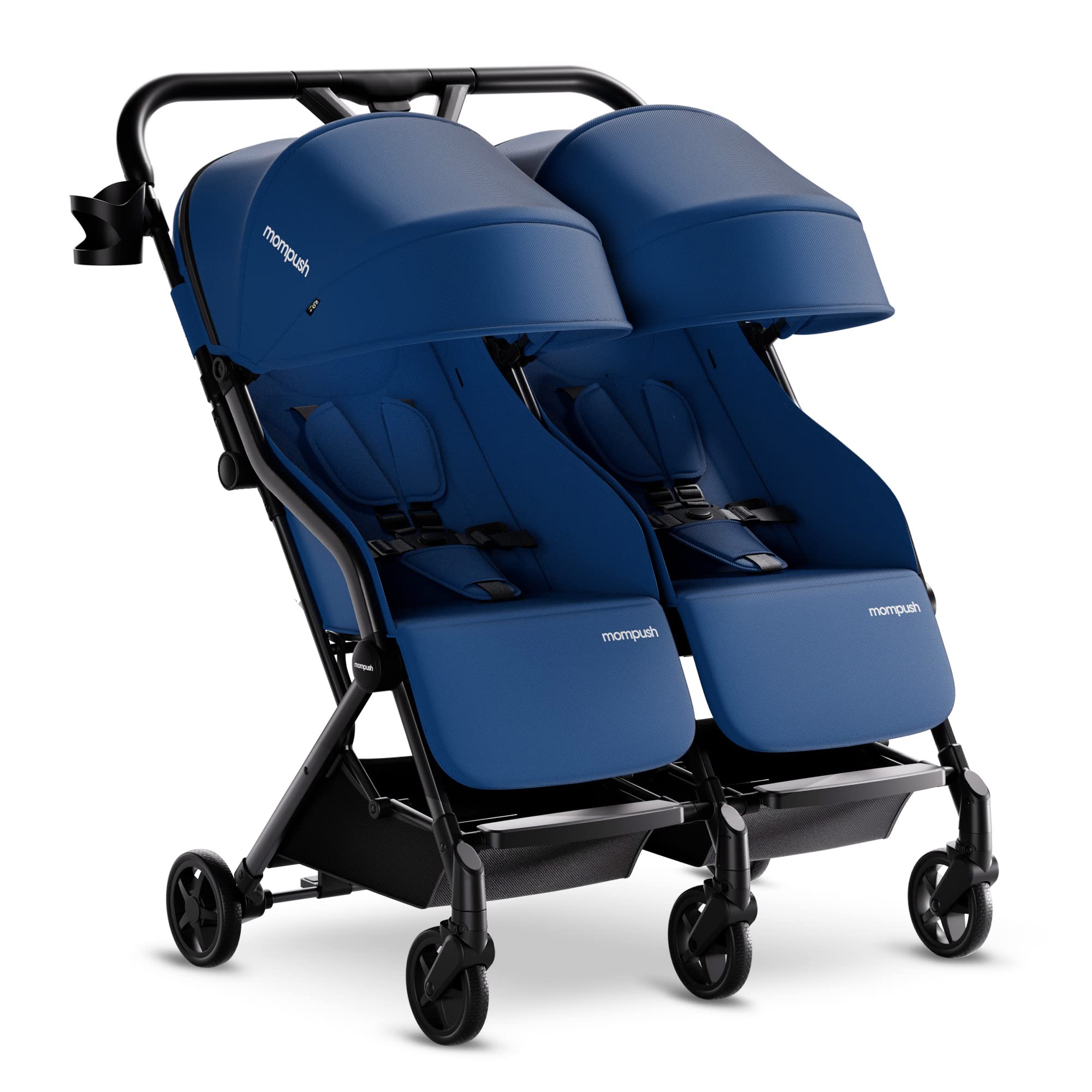 Mompush Lithe Double Ultralight Stroller - Lightweight Side by Side Baby Stroller with 2 Large Reclining Seats & Easy Fold | Perfect for Twins, Siblings & Traveling Families